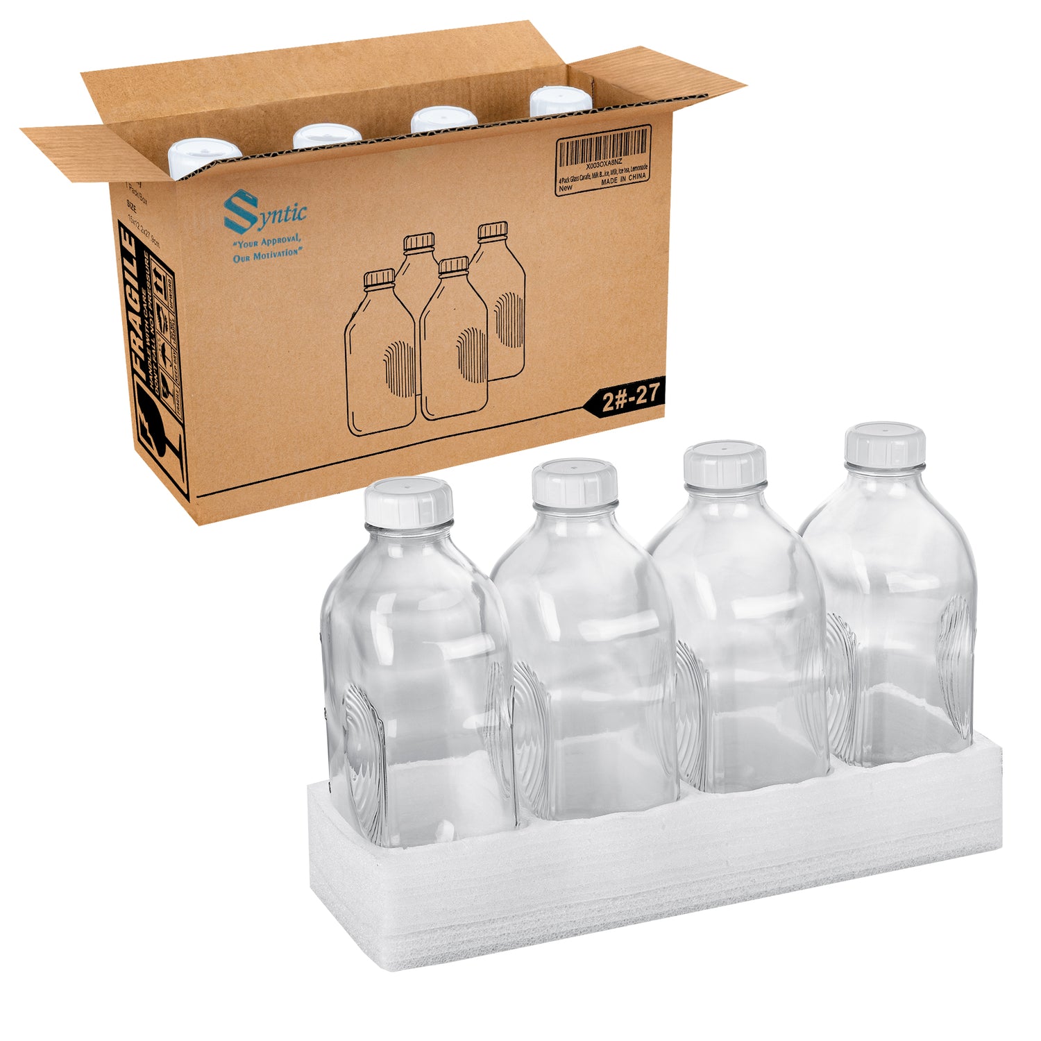 64 Oz Glass Bottle & Jar with Airtight Screw Lid & Pour Spout