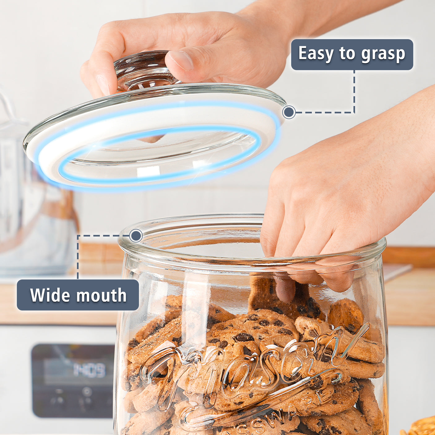 2 Pcs 1 Gallon Super Wide Mouth Mason Jar with Airtight Glass Lid