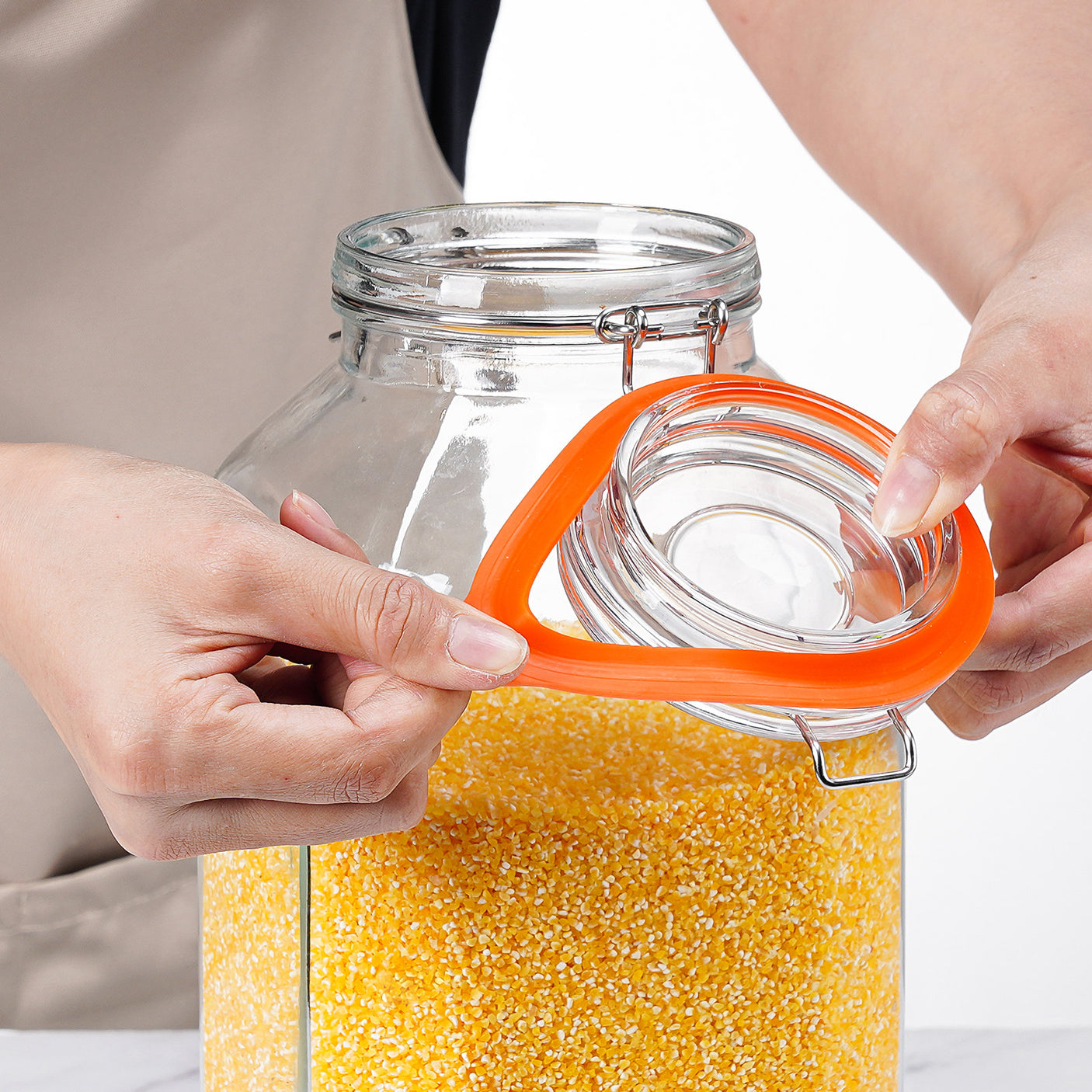 2 Pcs 1 Gallon Square Glass Jars(Extra Gasket)