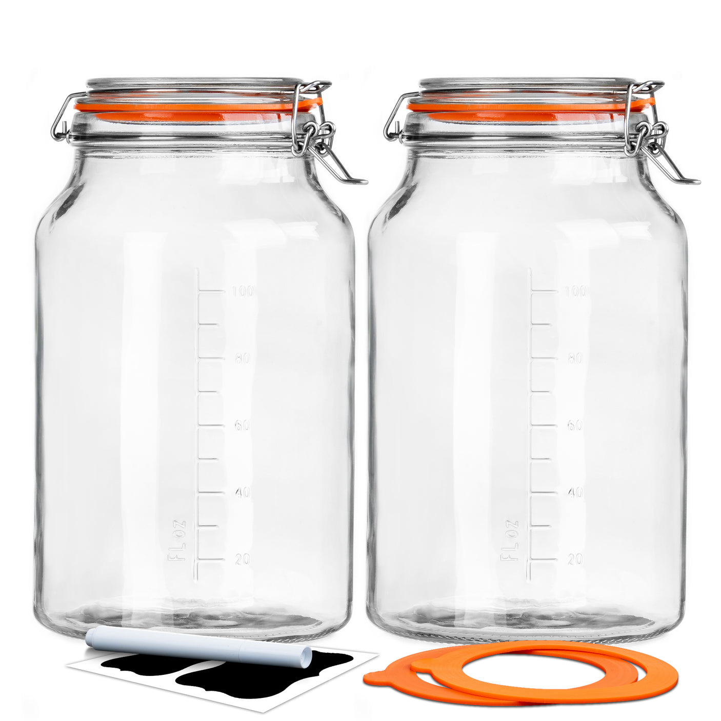 2 Pcs 1 Gallon Super Wide-Mouth Glass Jars