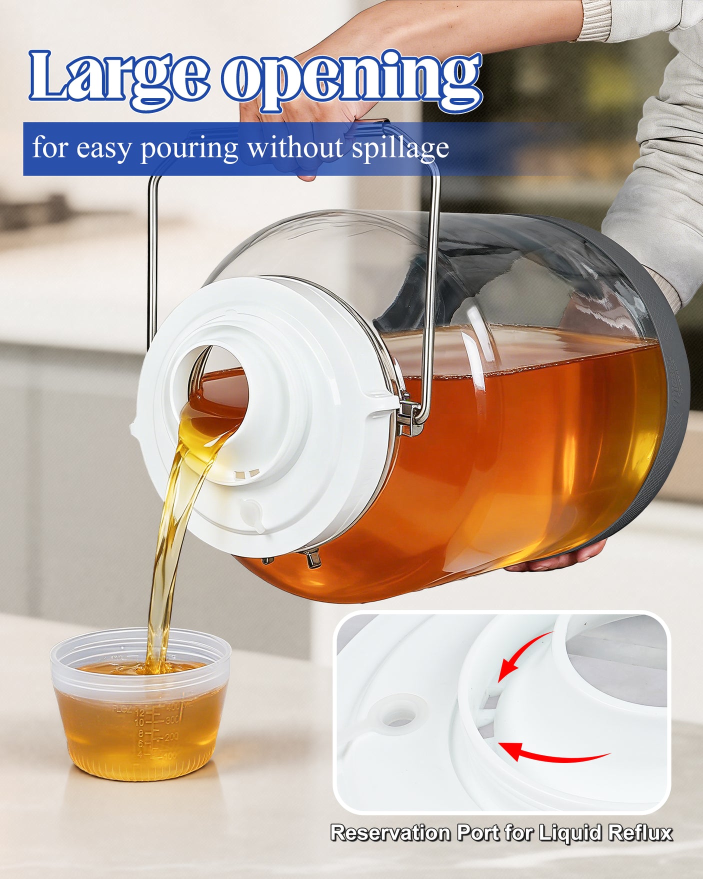 5 Gallon Super Large Fermentation Glass Jar with Handle, Silicone Anti-slip Cover, Airlocks