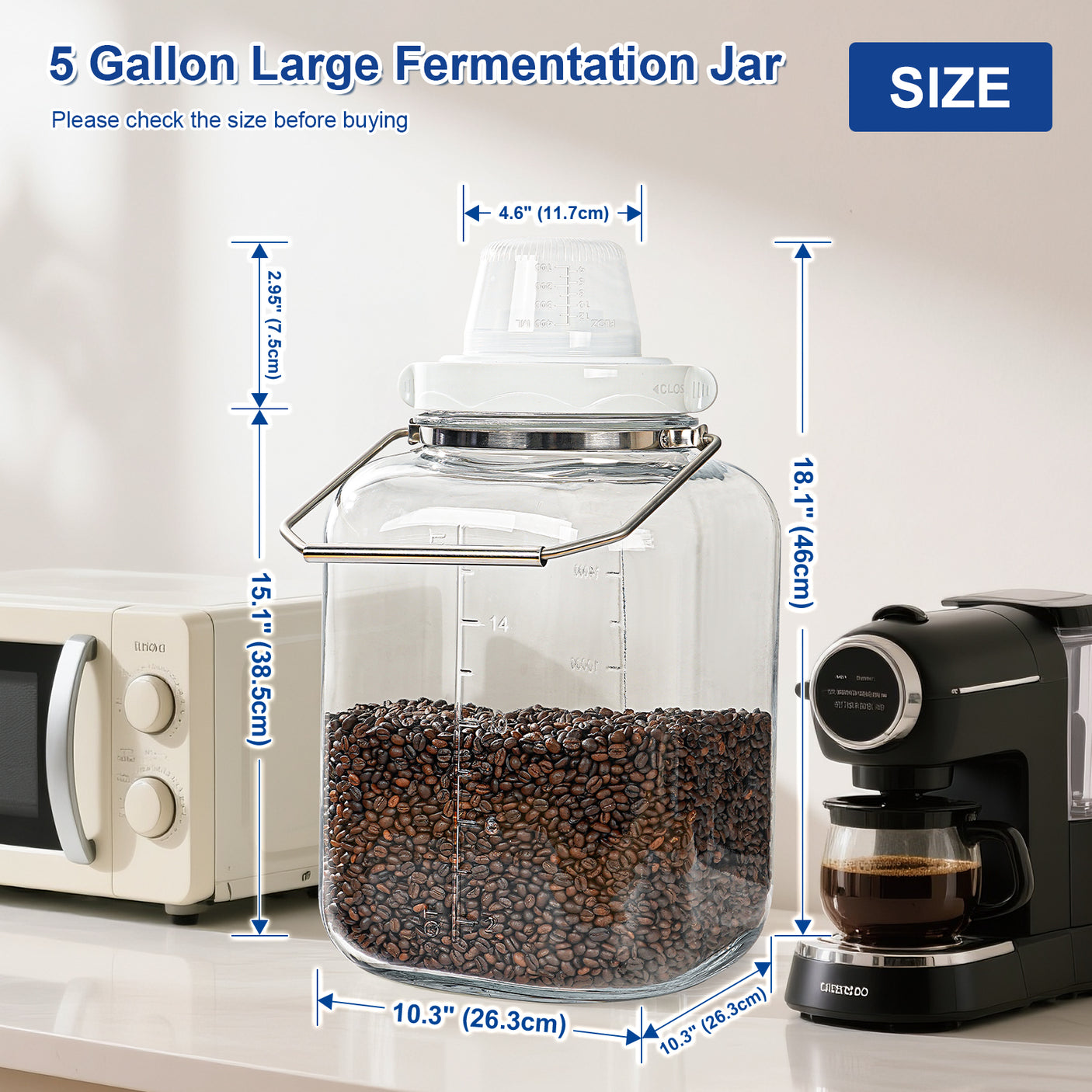 5 Gallon Super Large Fermentation Jars with 2 Airlocks and Stainless Handles