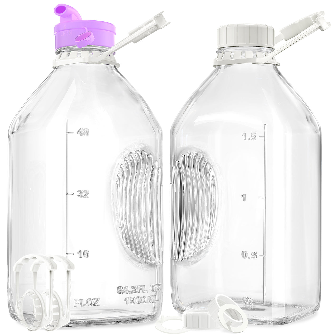 64 Oz Glass Bottle & Jar with Airtight Screw Lid & Pour Spout