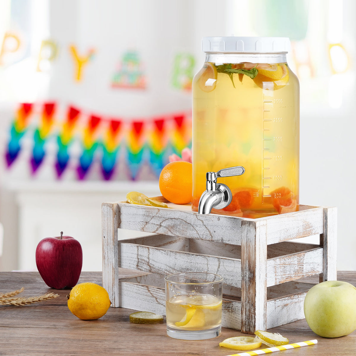 2 Pcs 1 Gallon Glass Drink Dispensers for Parties, Festival, Daily Use