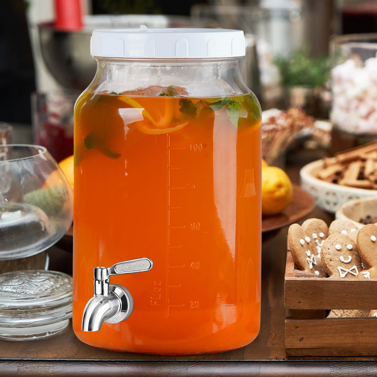 2 Pcs 1 Gallon Glass Drink Dispensers for Parties, Festival, Daily Use