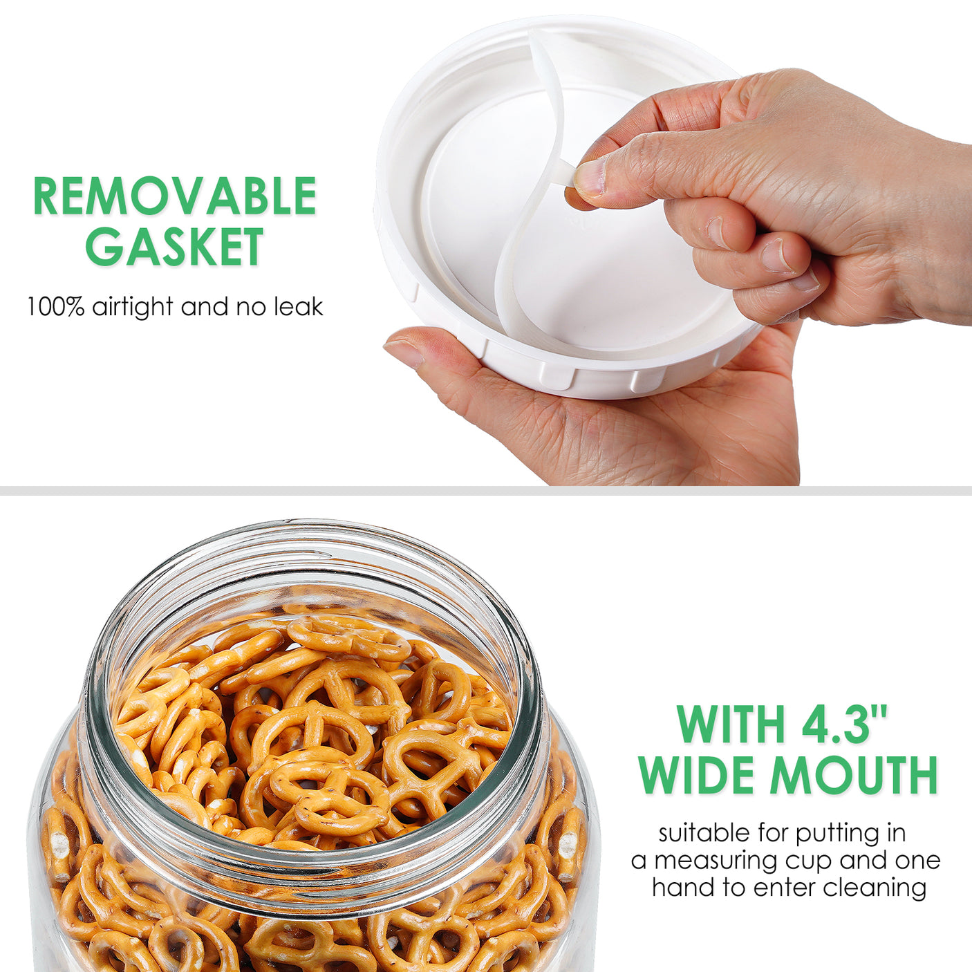 1 Pc 0.8 Gallon(3200ML) Round Glass Jars with Airtight Screw Lids