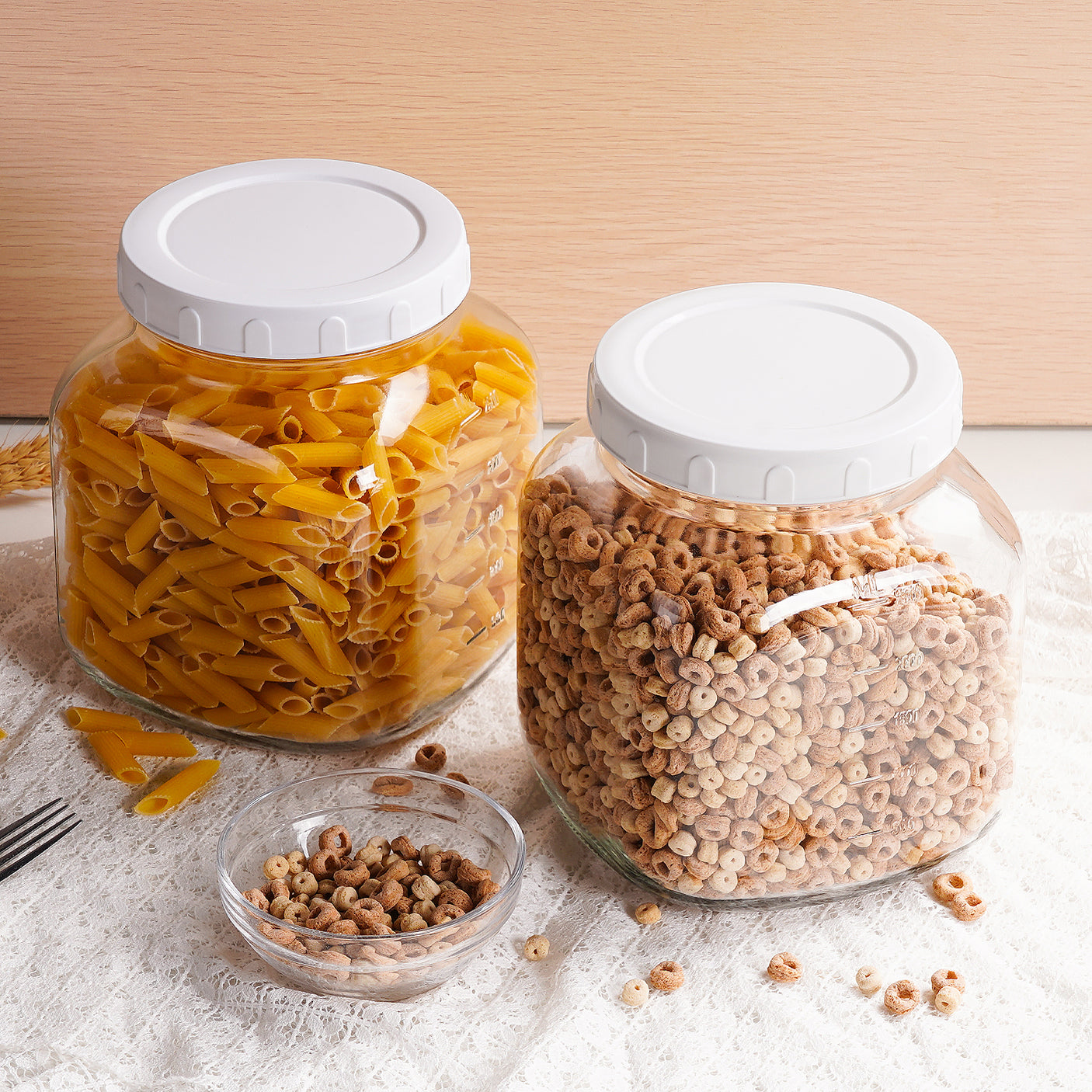 2 Pcs 0.8 Gallon Square Wide Mouth Glass Jars with Airtight Lids