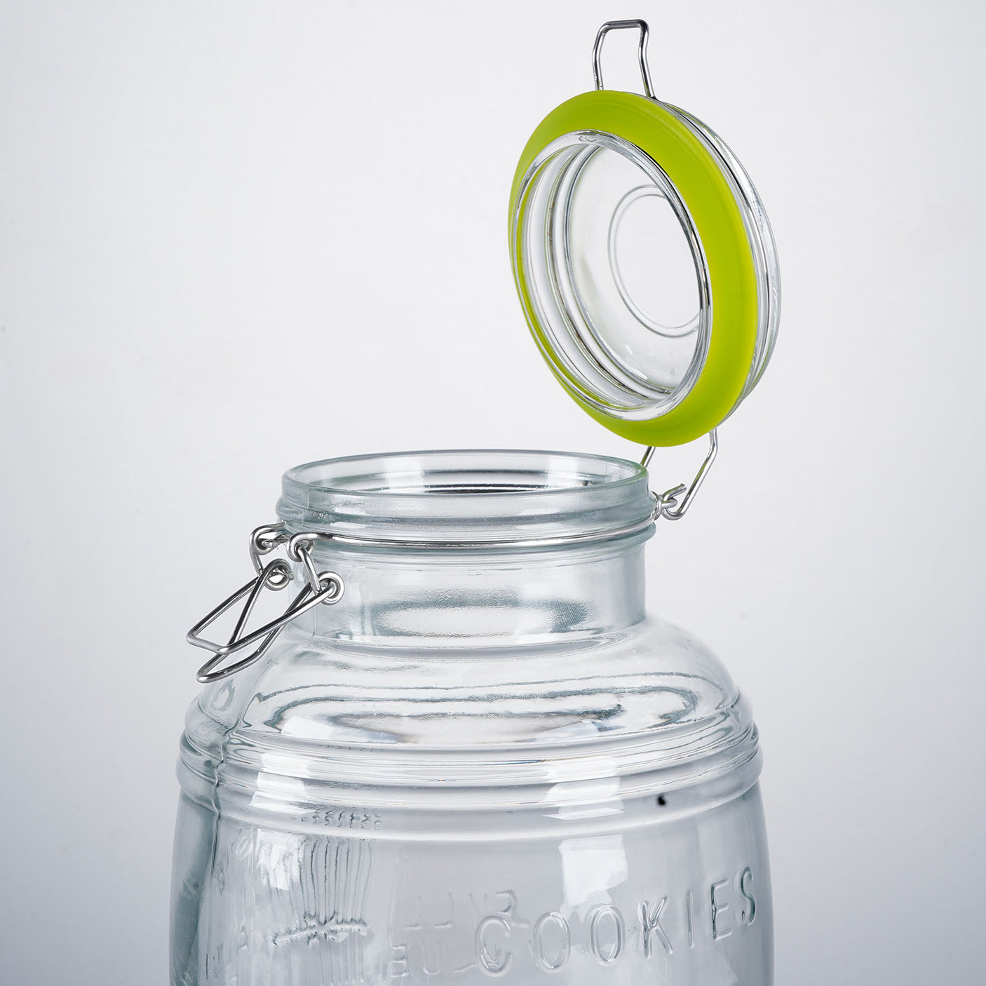 2 Pcs 98 oz Retro Barrel Style Glass Jars(Hinged Lids)