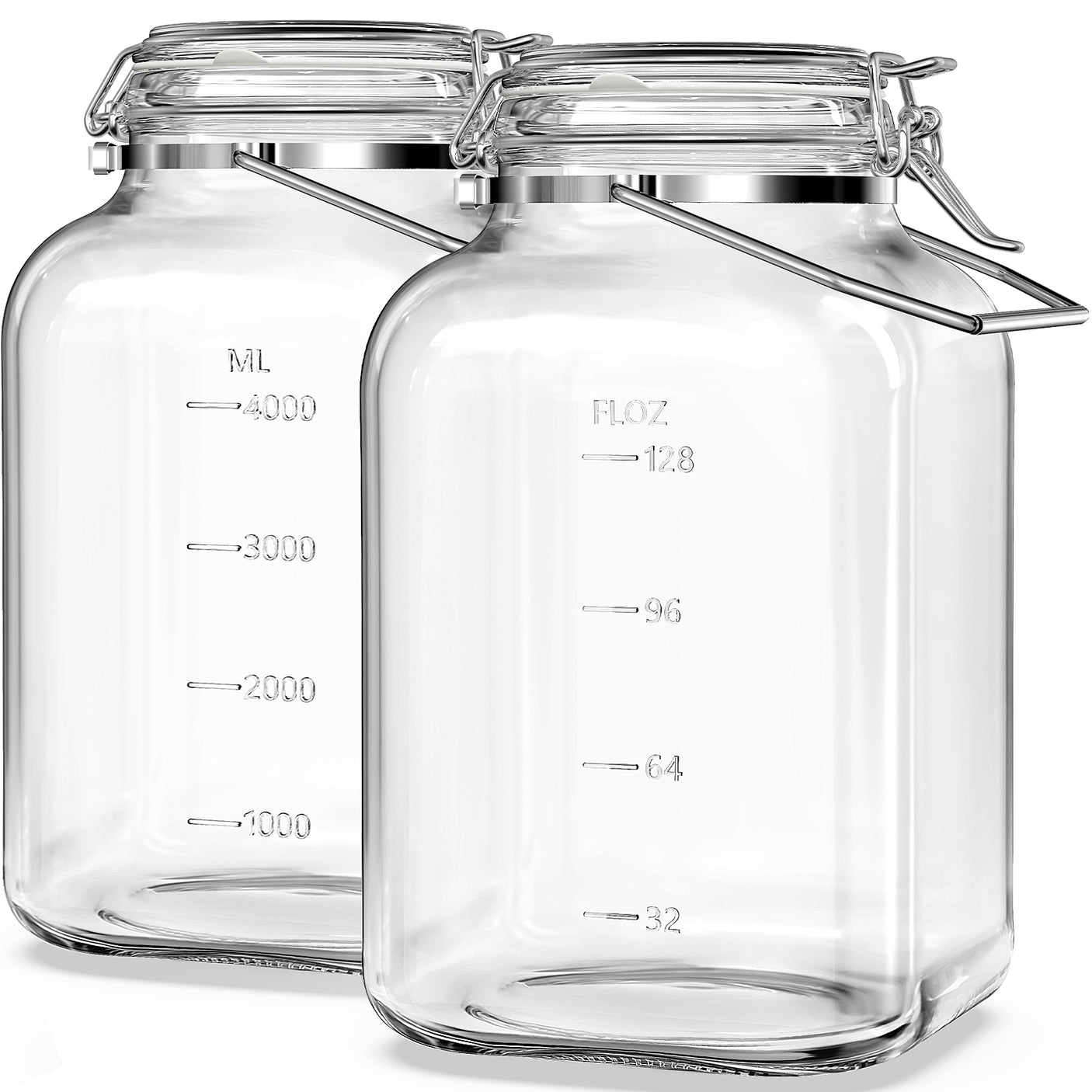 2 Pc 1.5 Gallon Glass Jars with 100% Airtight Clipped Glass Lid