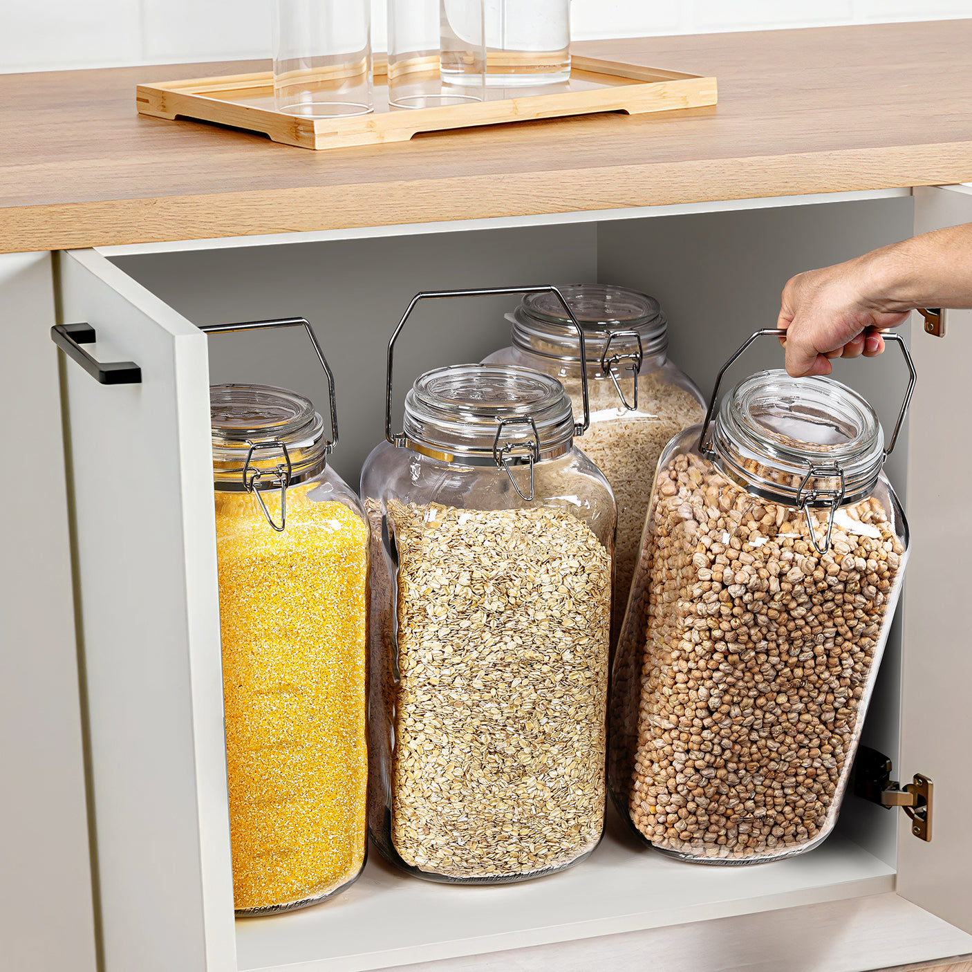 1 Gallon Super Large Glass Jar with Airtight Glass Lid, Stainless Steel Handle