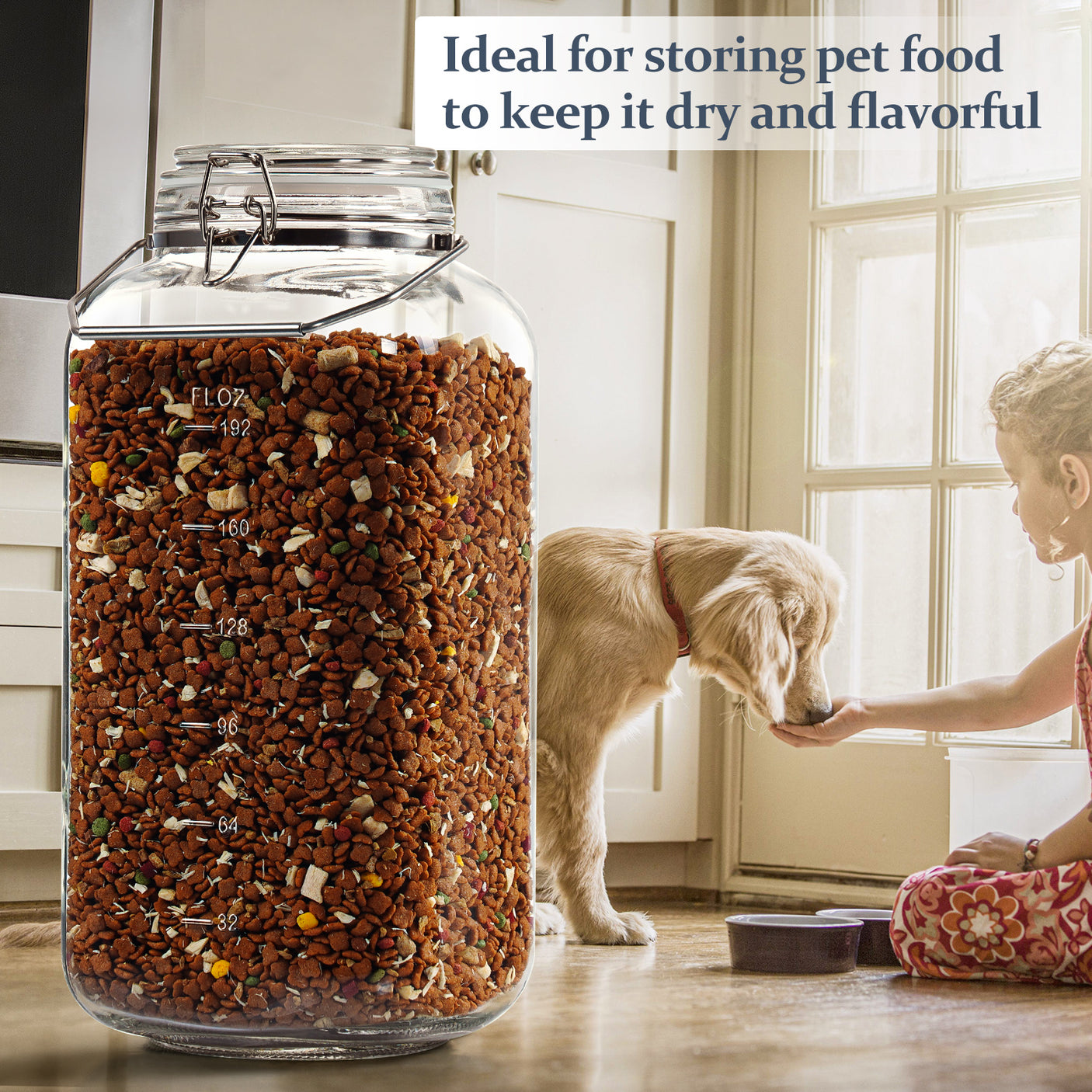 1 Gallon Super Large Glass Jar with Airtight Glass Lid, Stainless Steel Handle