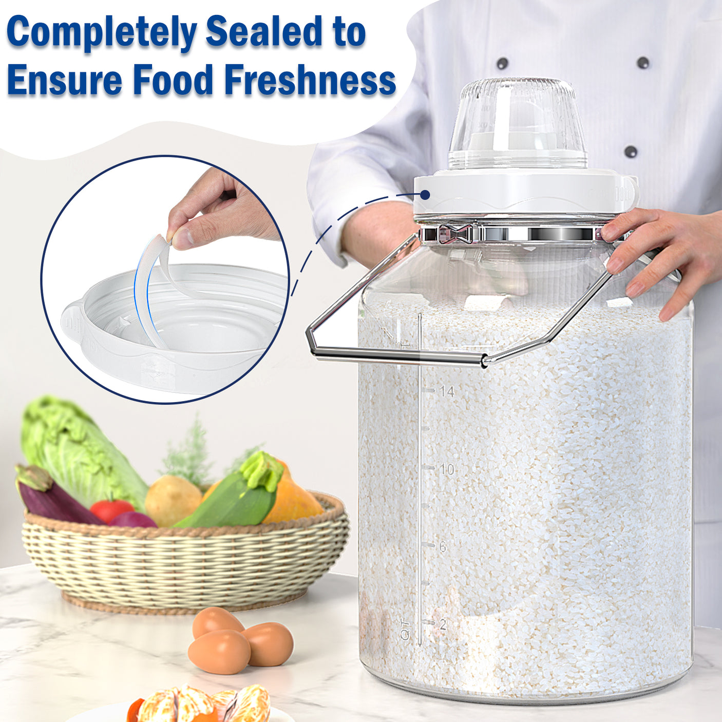 5 Gallon Wide Mouth Airtight Glass Storage Jars with Stainless Steel Handle