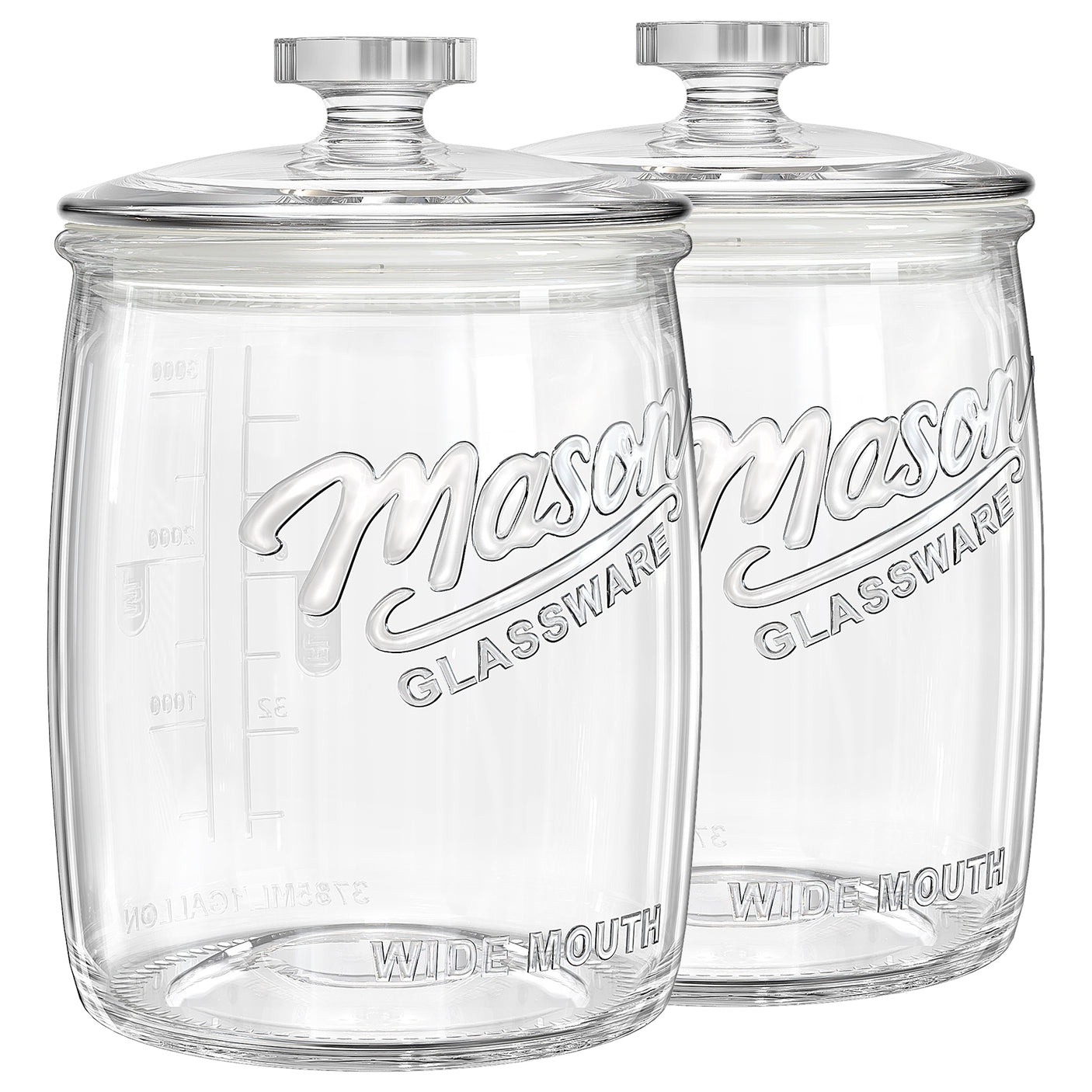 2 Pcs 1 Gallon Super Wide Mouth Mason Jar with Airtight Glass Lid