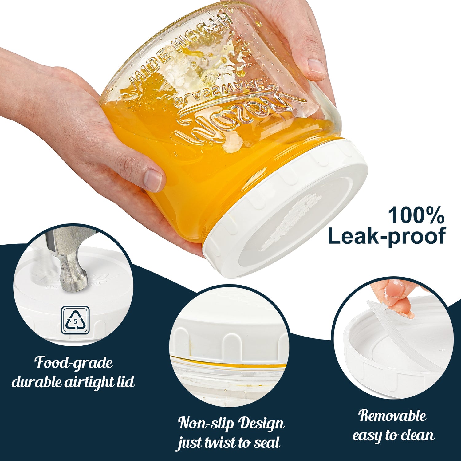 2 Pc 64oz Storage Mason Jar with Airtight Screw Lid