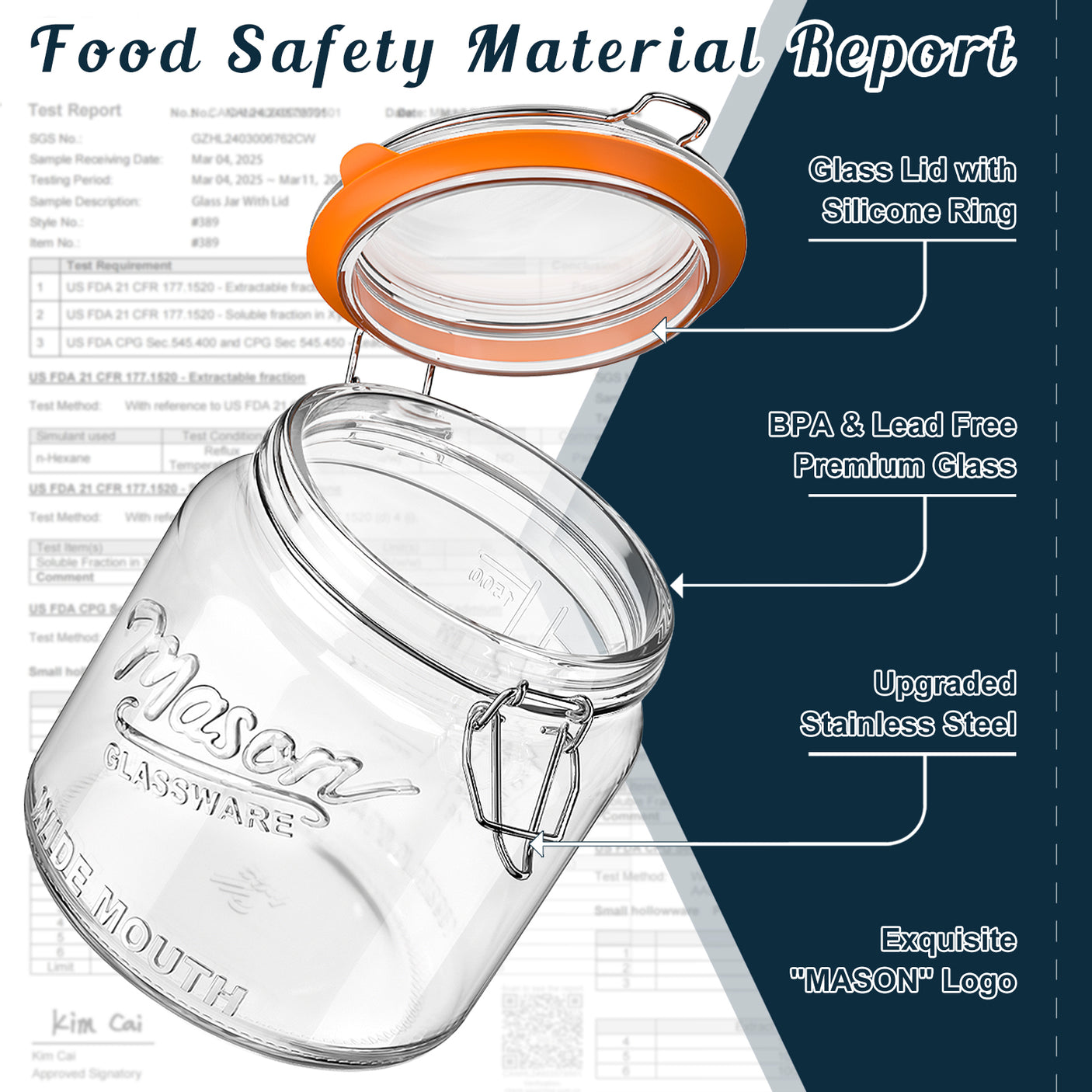 2 Pc 0.5 Gallon Mason Jar with Airtight Glass Lid