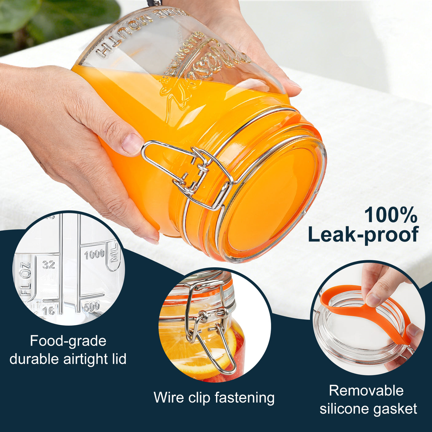 2 Pc 0.5 Gallon Mason Jar with Airtight Glass Lid