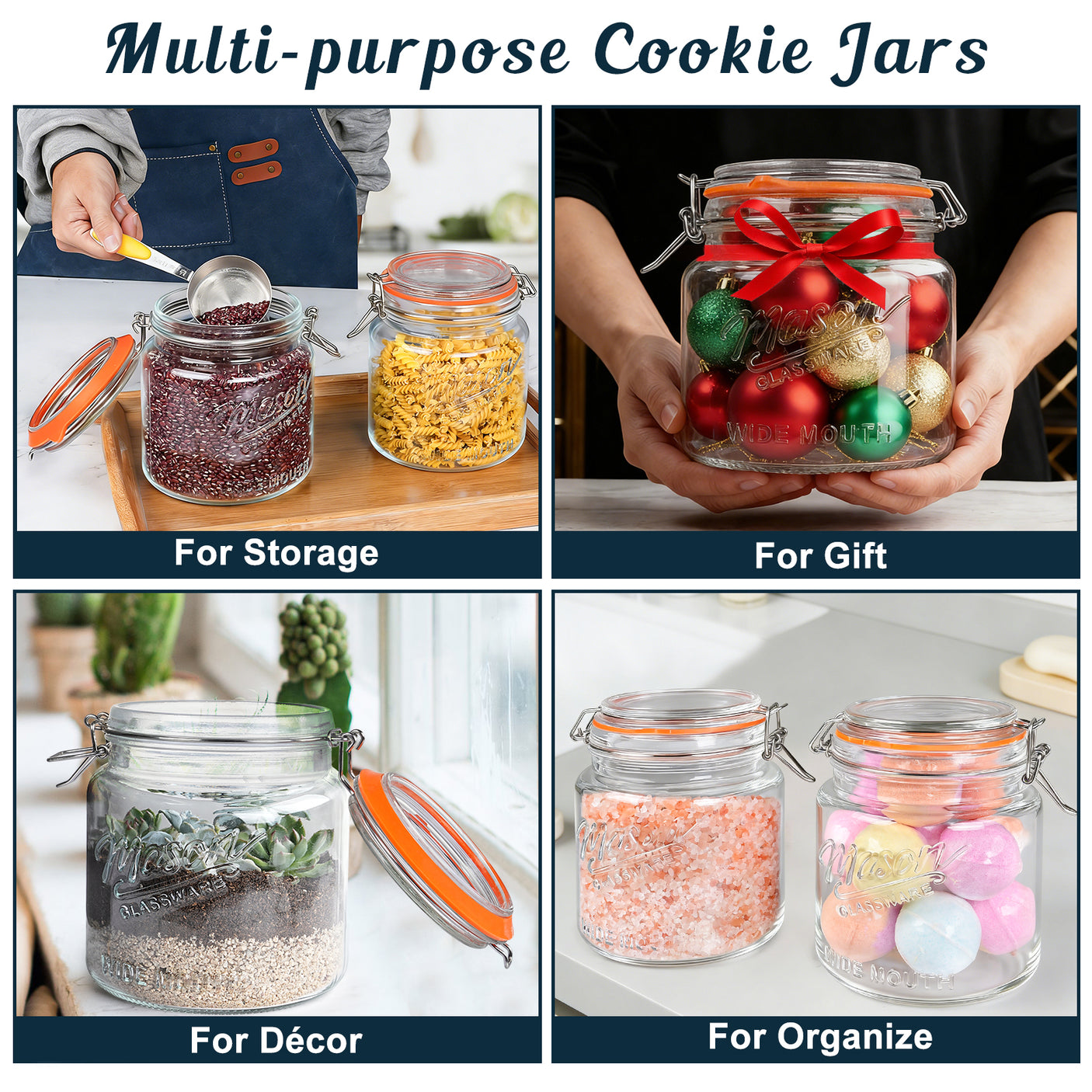 2 Pc 0.5 Gallon Mason Jar with Airtight Glass Lid