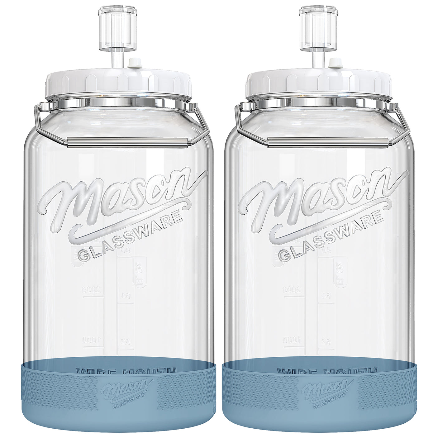 2 Pc 1.5 Gallon Fermentation Mason Jar with Silicone Anti-slip Cover & Airlocks, Steel Removable Handle