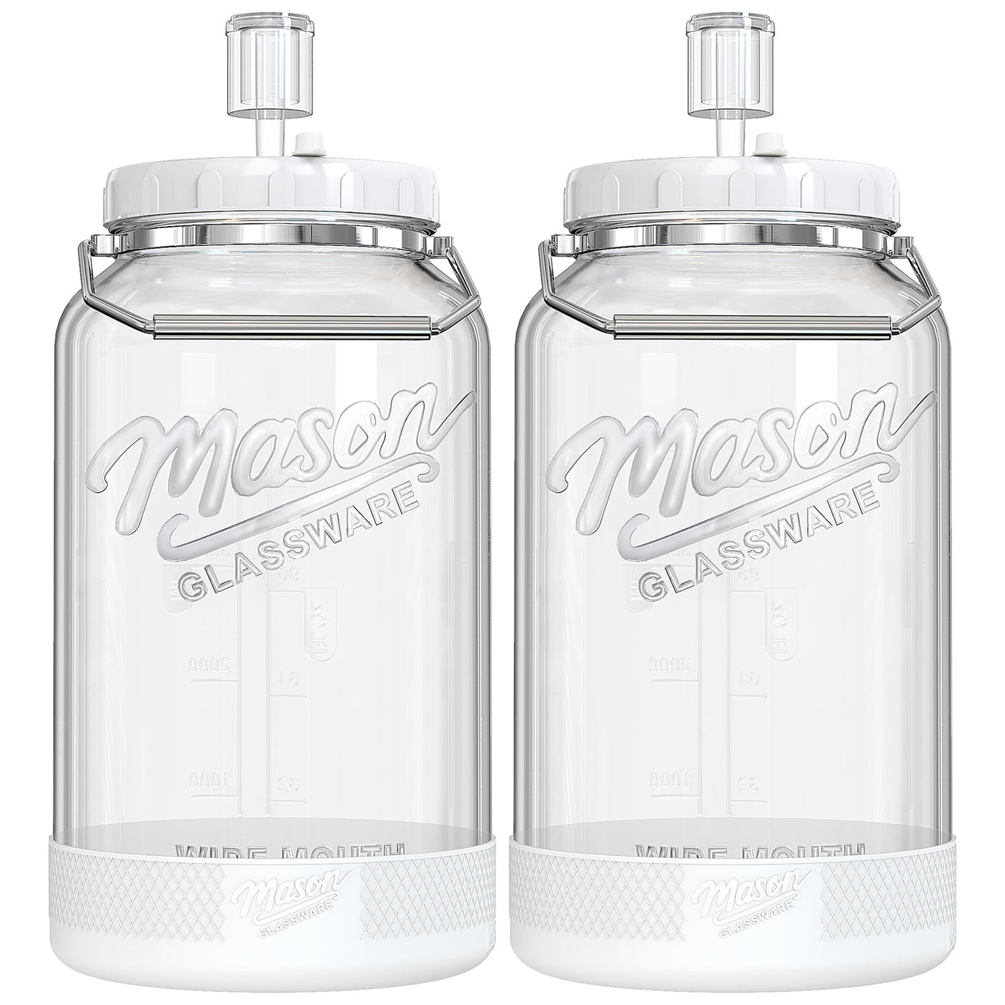 2 Pc 1.5 Gallon Fermentation Mason Jar with Silicone Anti-slip Cover & Airlocks, Steel Removable Handle