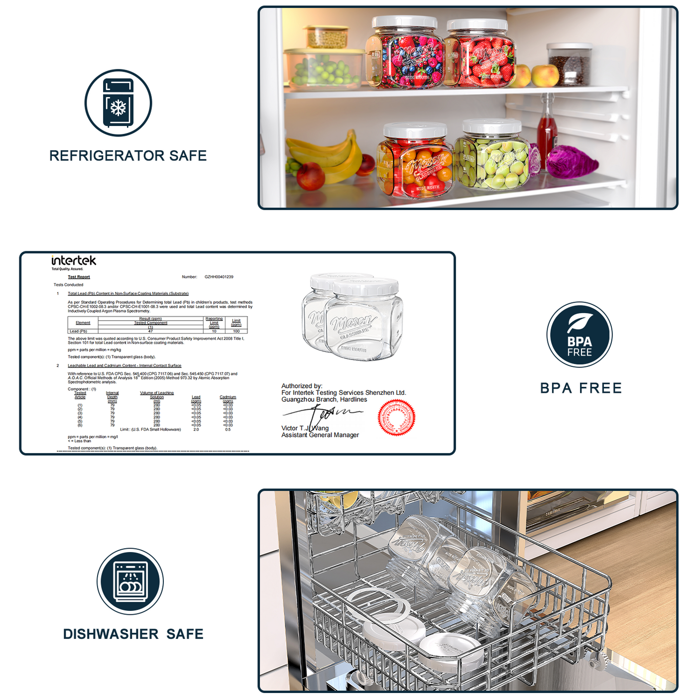 2 Pc 0.5 Gallon Square Mason Jar with Airtight Screw Lid