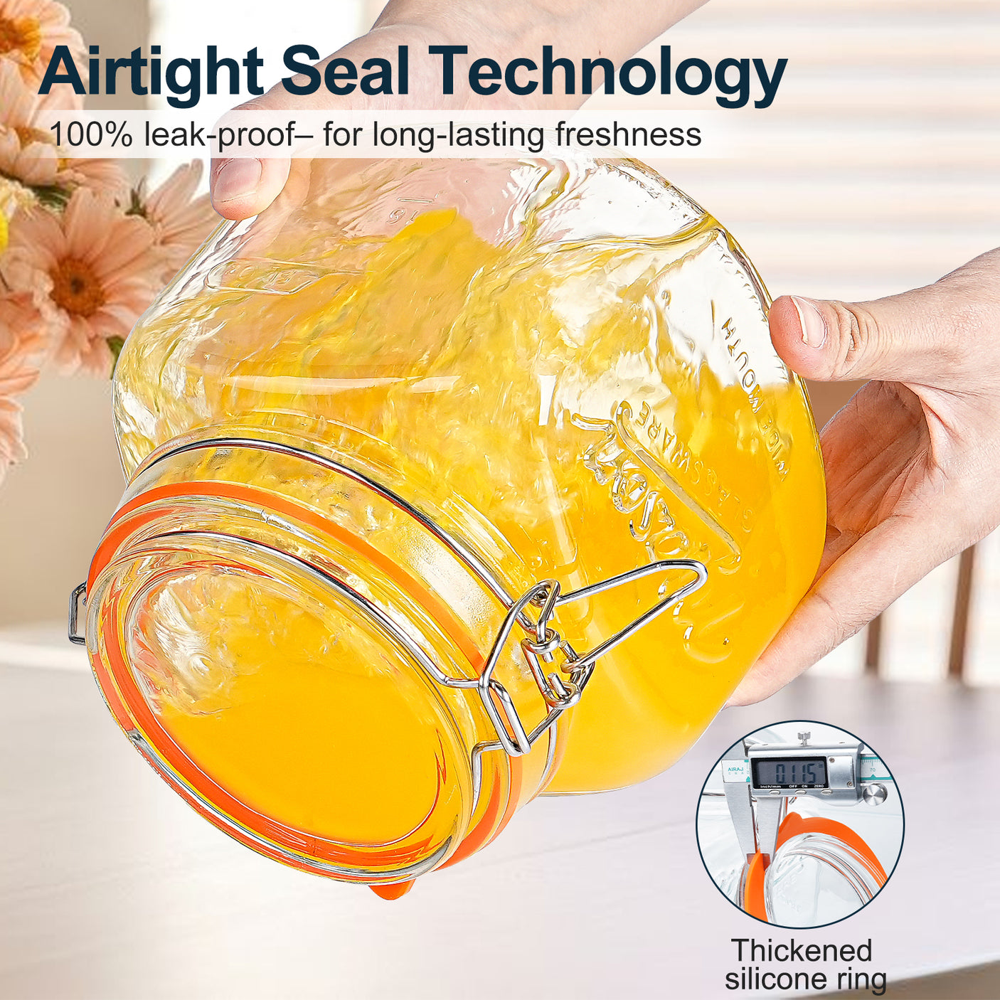 2 Pc 0.5 Gallon Mason Jar with Airtight Glass Lid