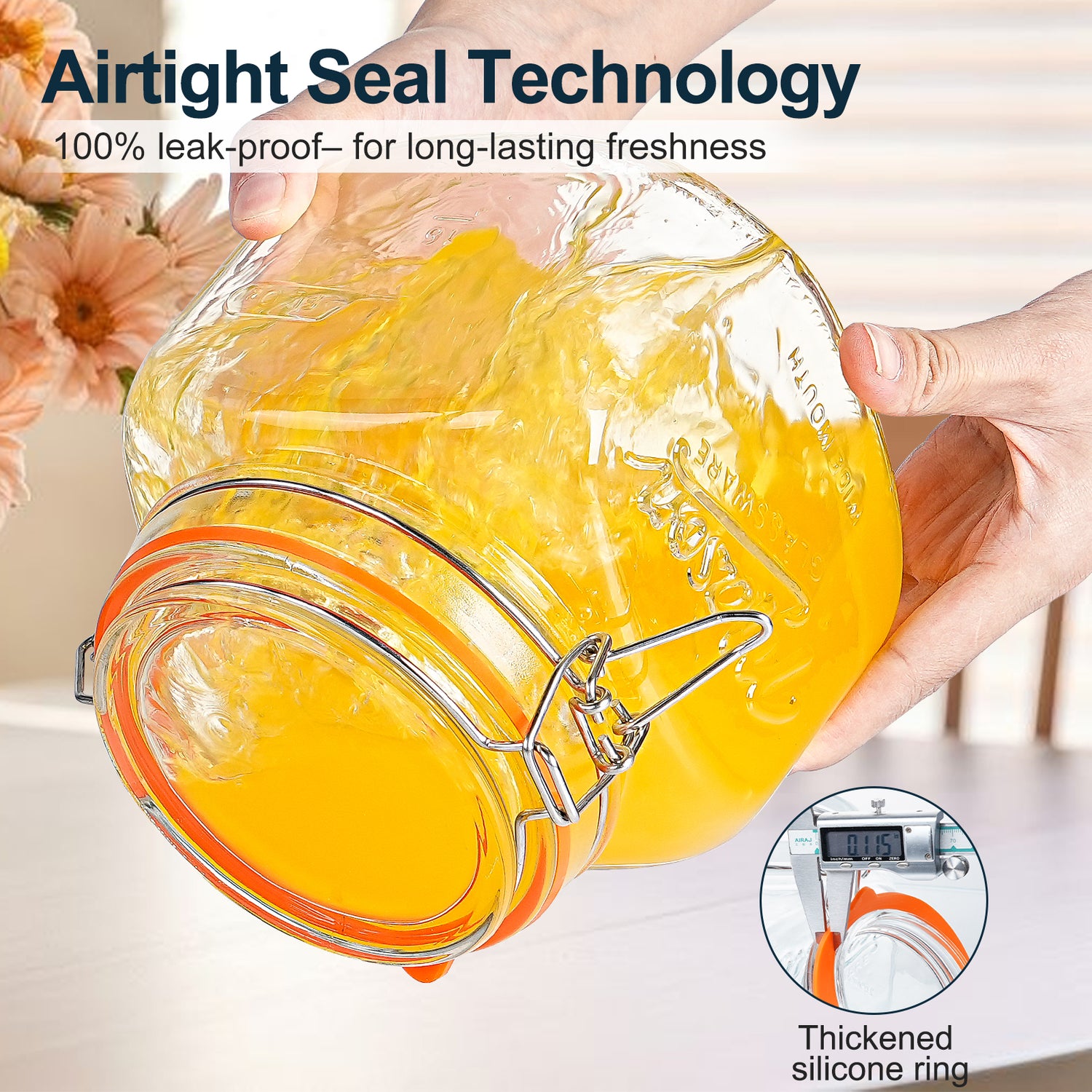 2 Pc 0.5 Gallon Mason Jar with Airtight Glass Lid