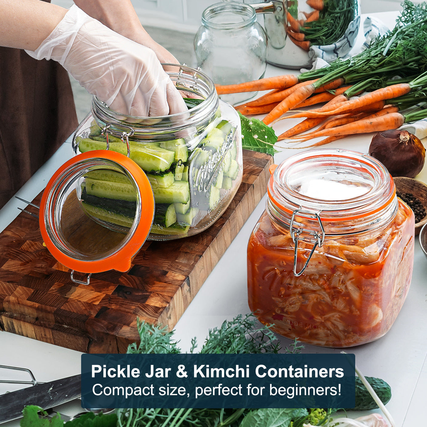 2 Pc 0.5 Gallon Mason Jar with Airtight Glass Lid