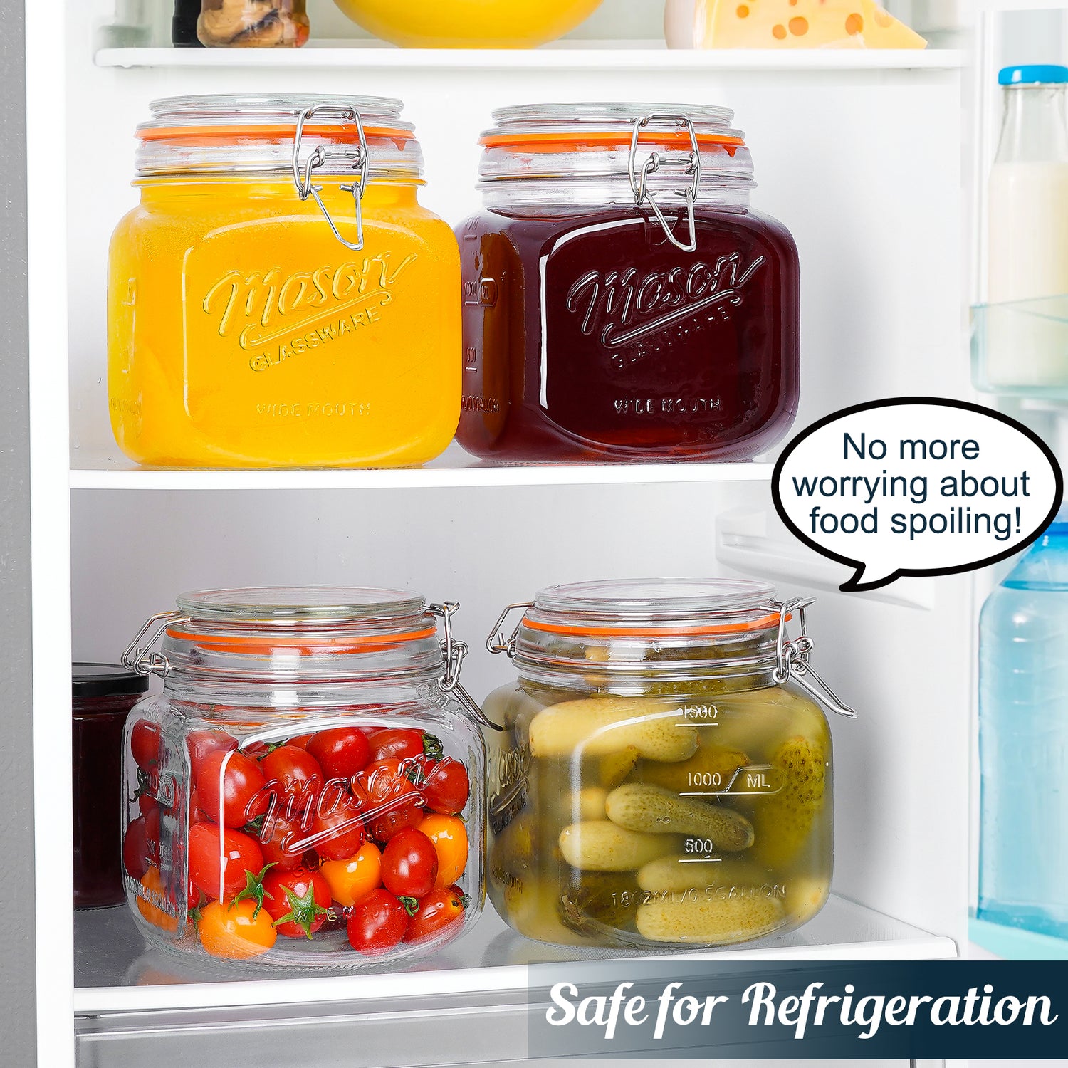 2 Pc 0.5 Gallon Mason Jar with Airtight Glass Lid