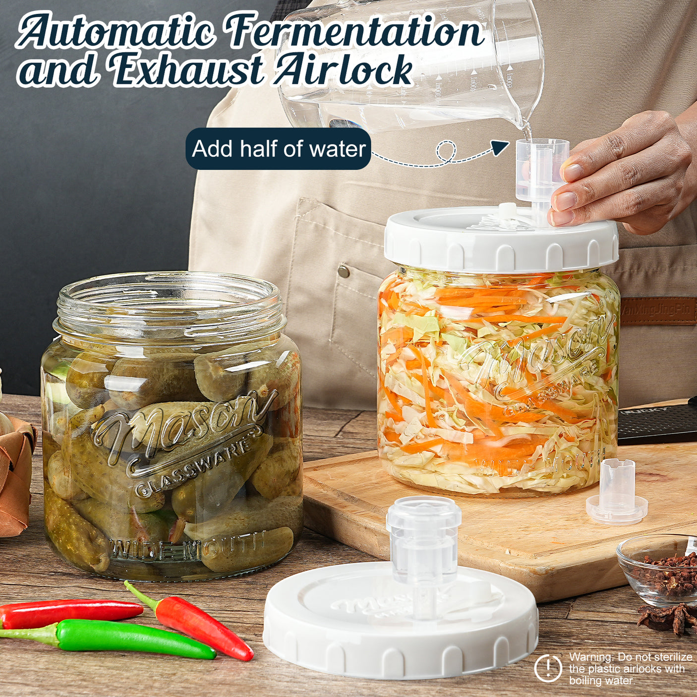 2 Pc 0.5 Gallon Fermentation Mason Jar with Lid and Airlocks