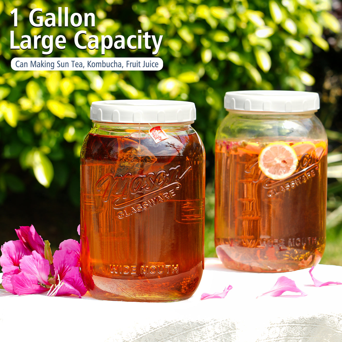 2 Pcs 1 Gallon Super Large Mason Jar with Airtight Screw Lid