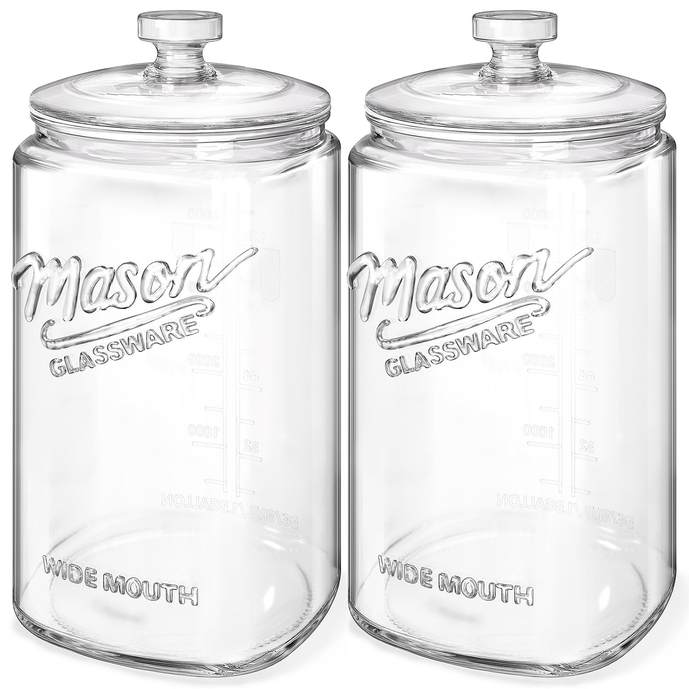 2 Pcs 1.5 Gallon Super Large Cylindrical Glass Jar with Airtight Glass Lid