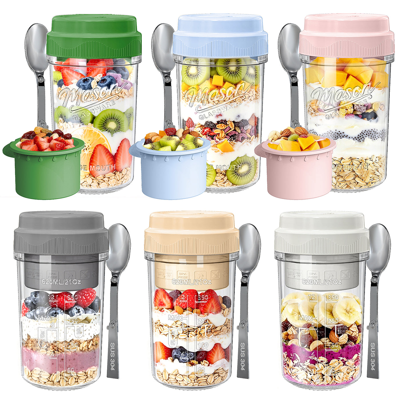 Syntic 21 Oz Customized Overnight Oats Mason Jar