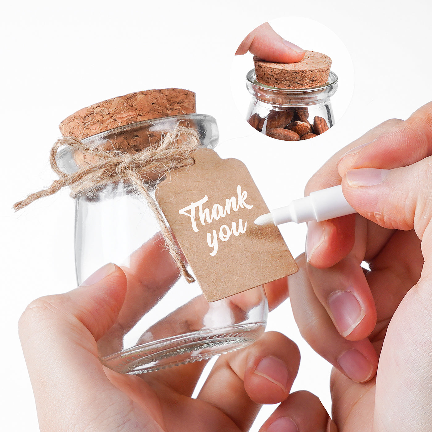 40 Pcs 3.4 oz Glass Favor Jars with Cork Lid
