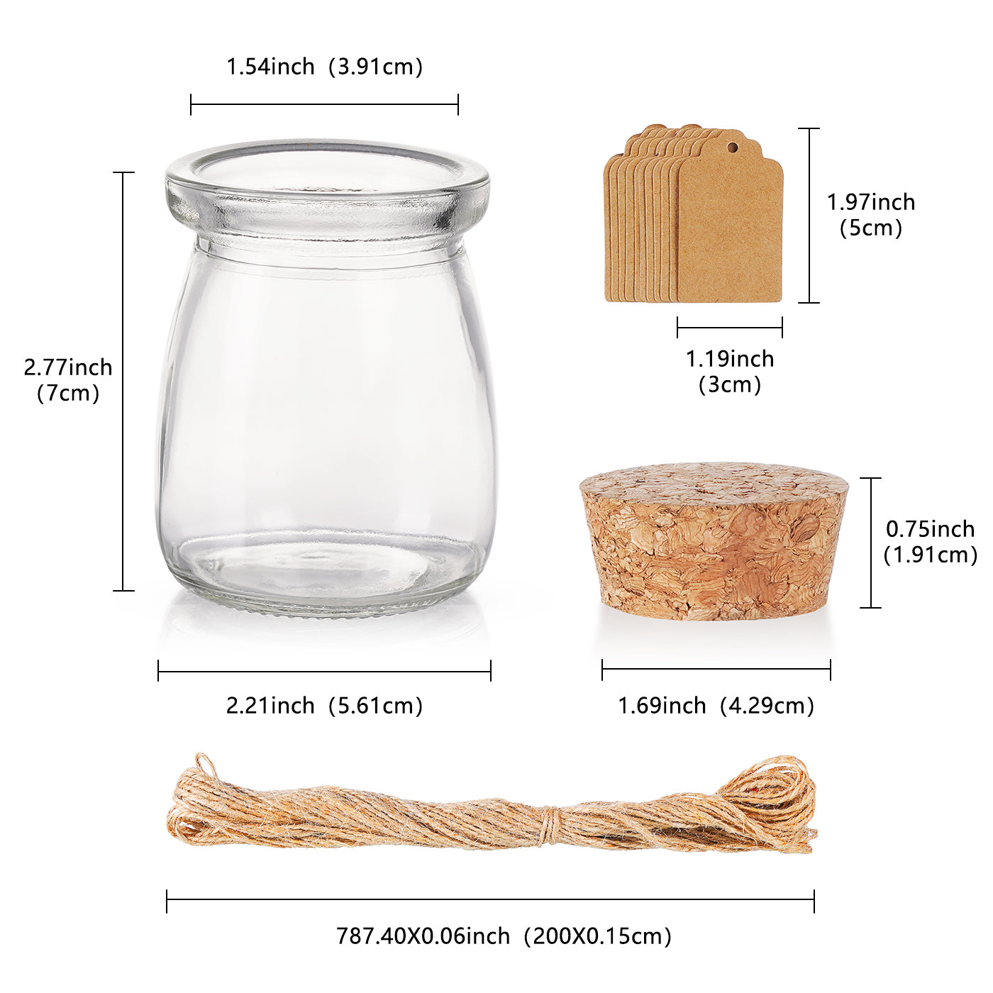 40 Pcs 3.4 oz Glass Favor Jars with Cork Lid