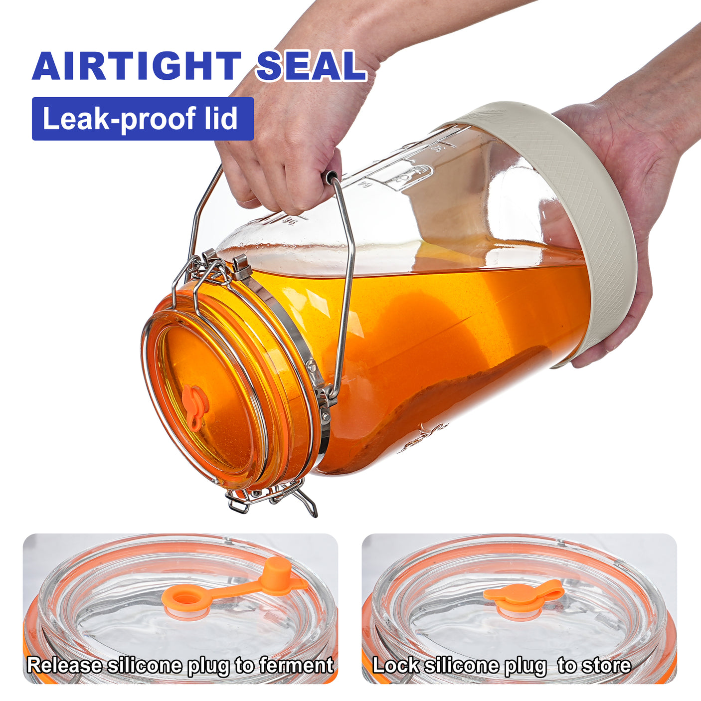 Upgrade 2 Pc 1 Gallon Fermentation Jars with Airlocks & Silicone Cover
