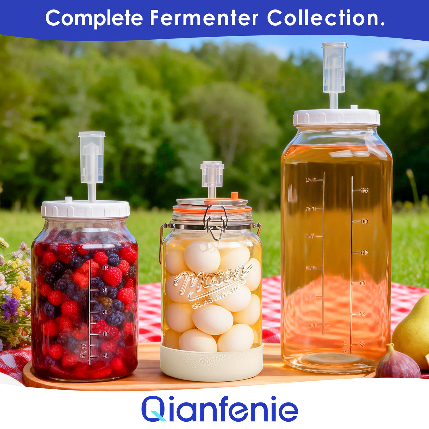 Upgrade 2 Pc 1 Gallon Fermentation Jars with Airlocks & Silicone Cover
