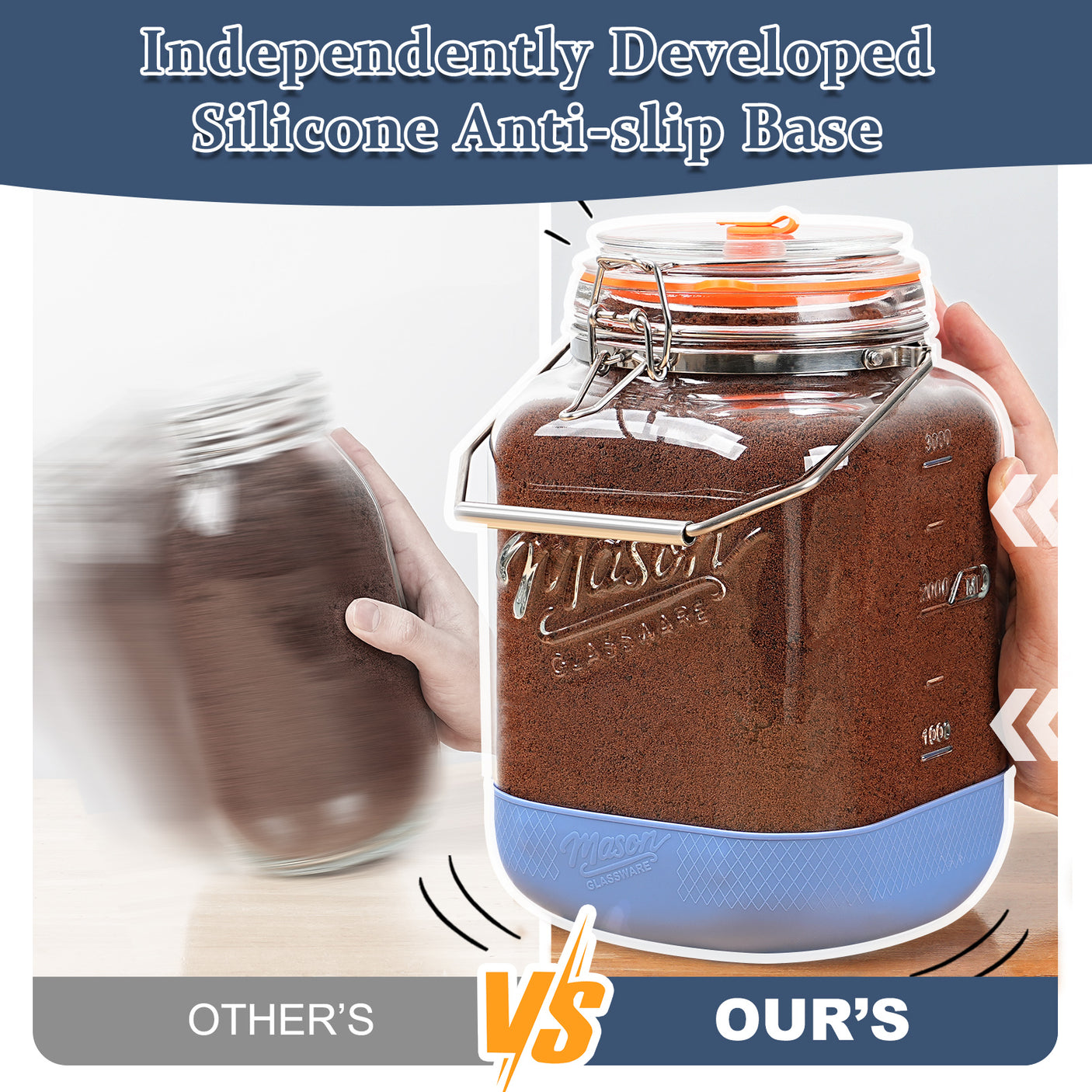 2 Pc 1 Gallon Fermentation Jar with Steel Handle, Silicone Anti-slip Cover, 3 Airlocks