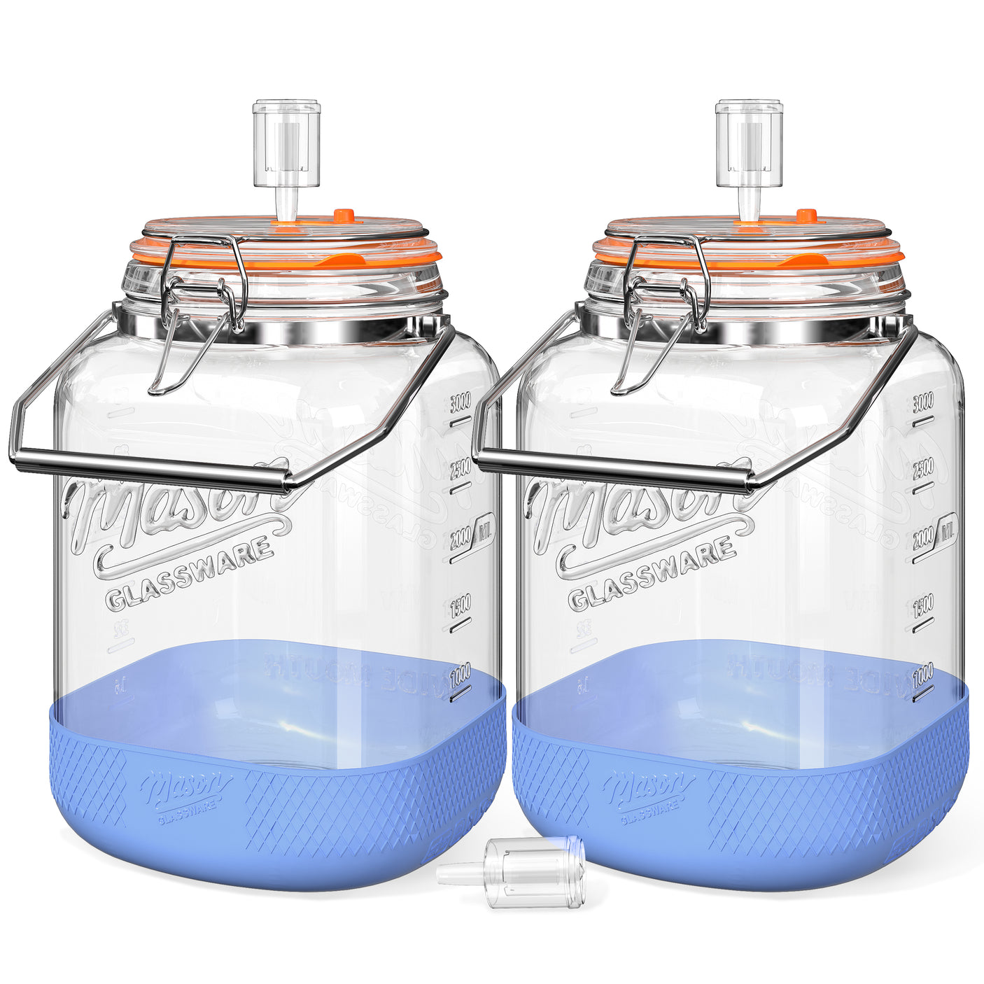 2 Pc 1 Gallon Fermentation Jar with Steel Handle, Silicone Anti-slip Cover, 3 Airlocks