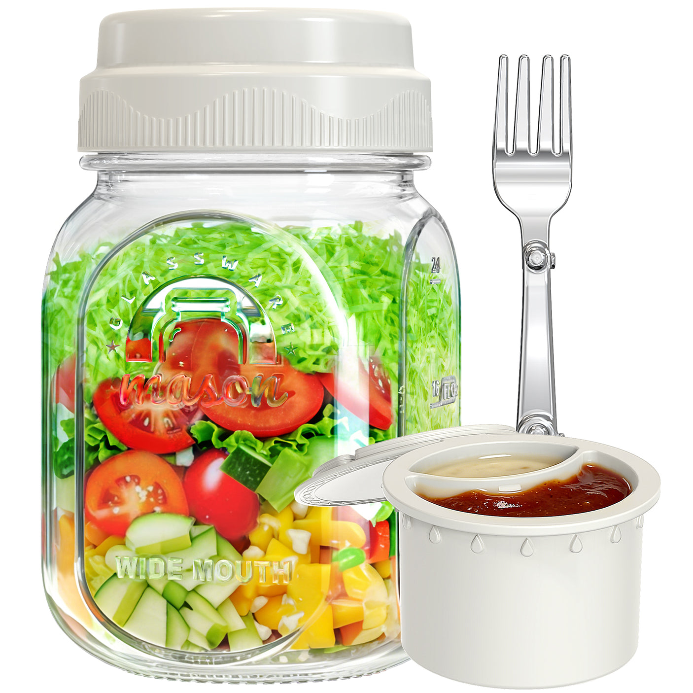 Syntic 32 Oz Customized Food Grade Salad Jar Set