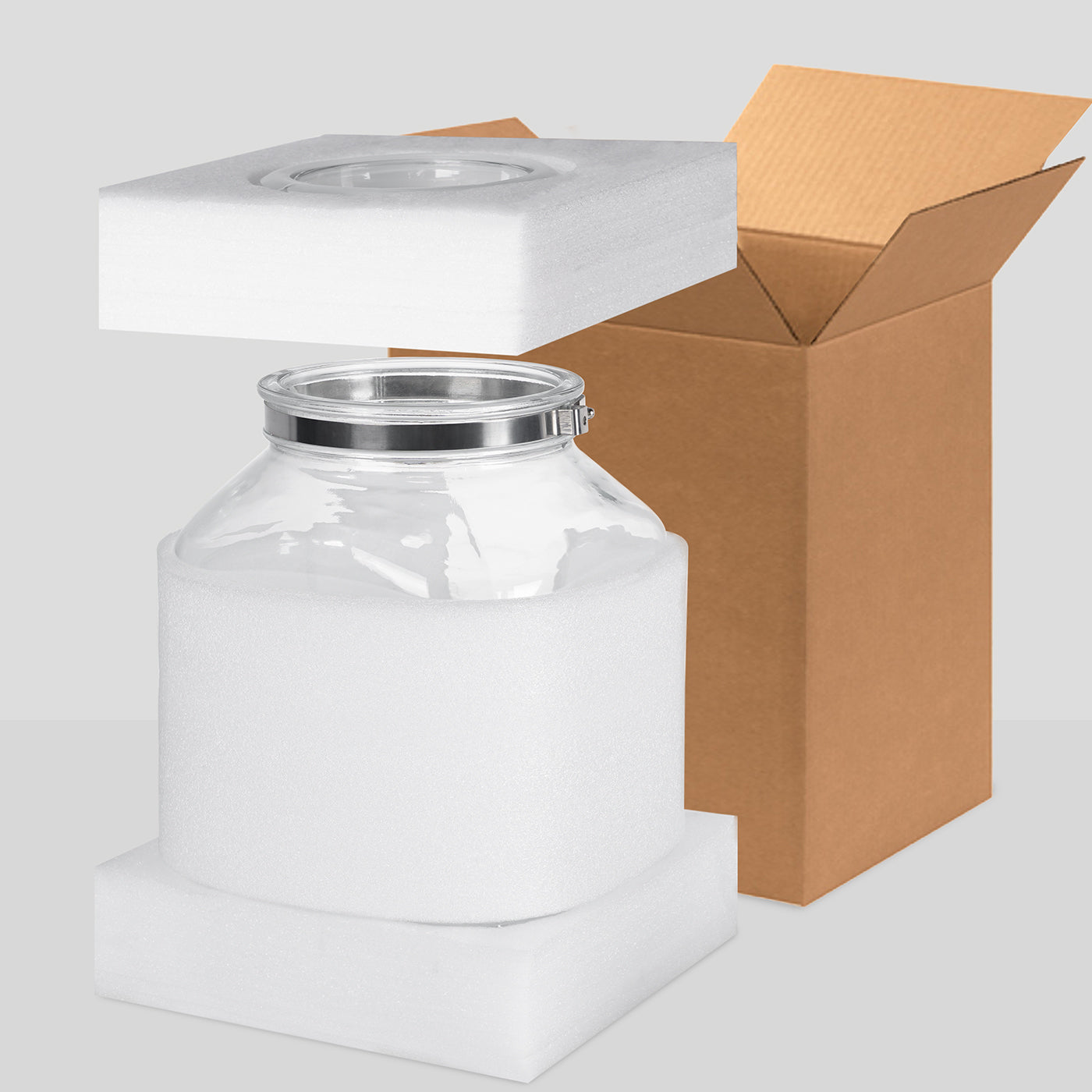 2.5 Gallon Square Glass Jar with Removable & Rotatable Wooden Handle