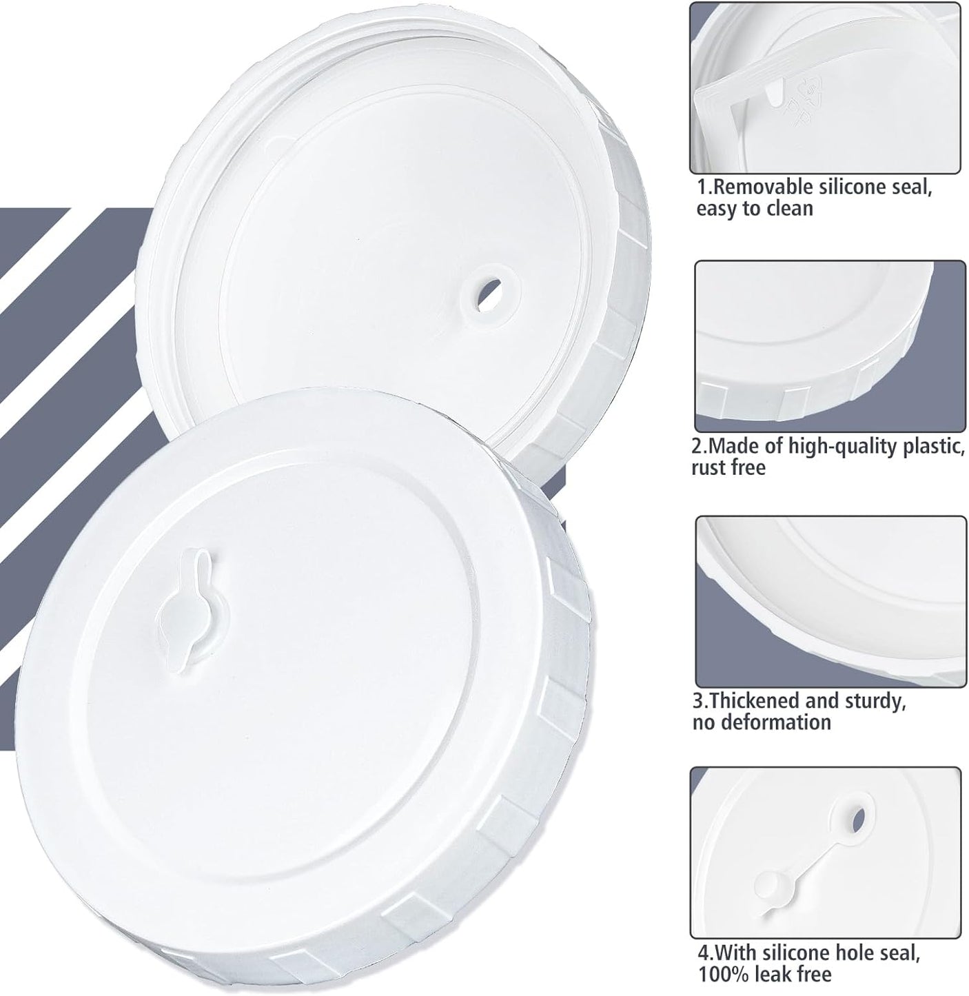 4 Pcs Replaced Lid for Syntic Fermentation Jars(With Silicone Gasket, Plug)