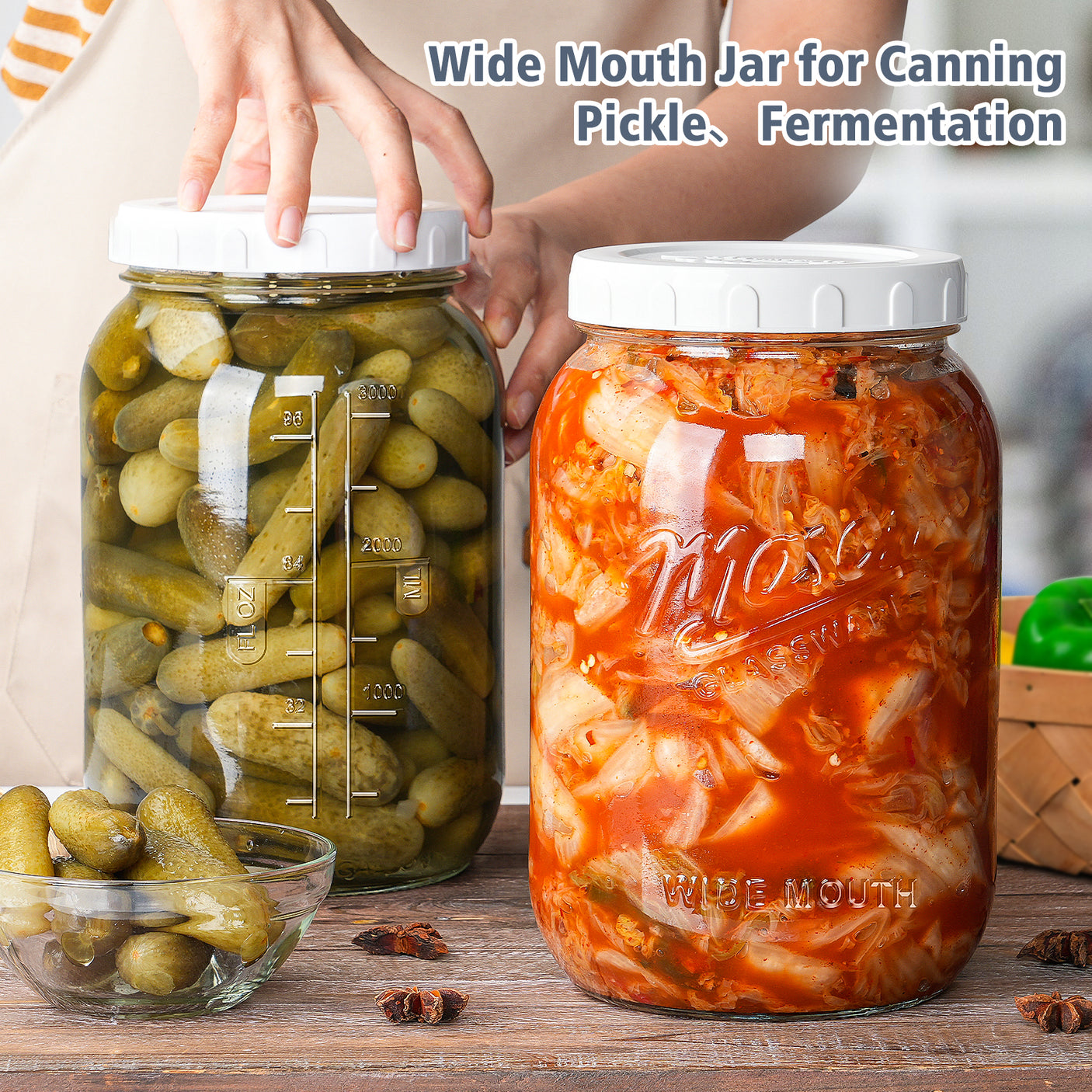 2 Pcs 1 Gallon Super Large Mason Jar with Airtight Screw Lid