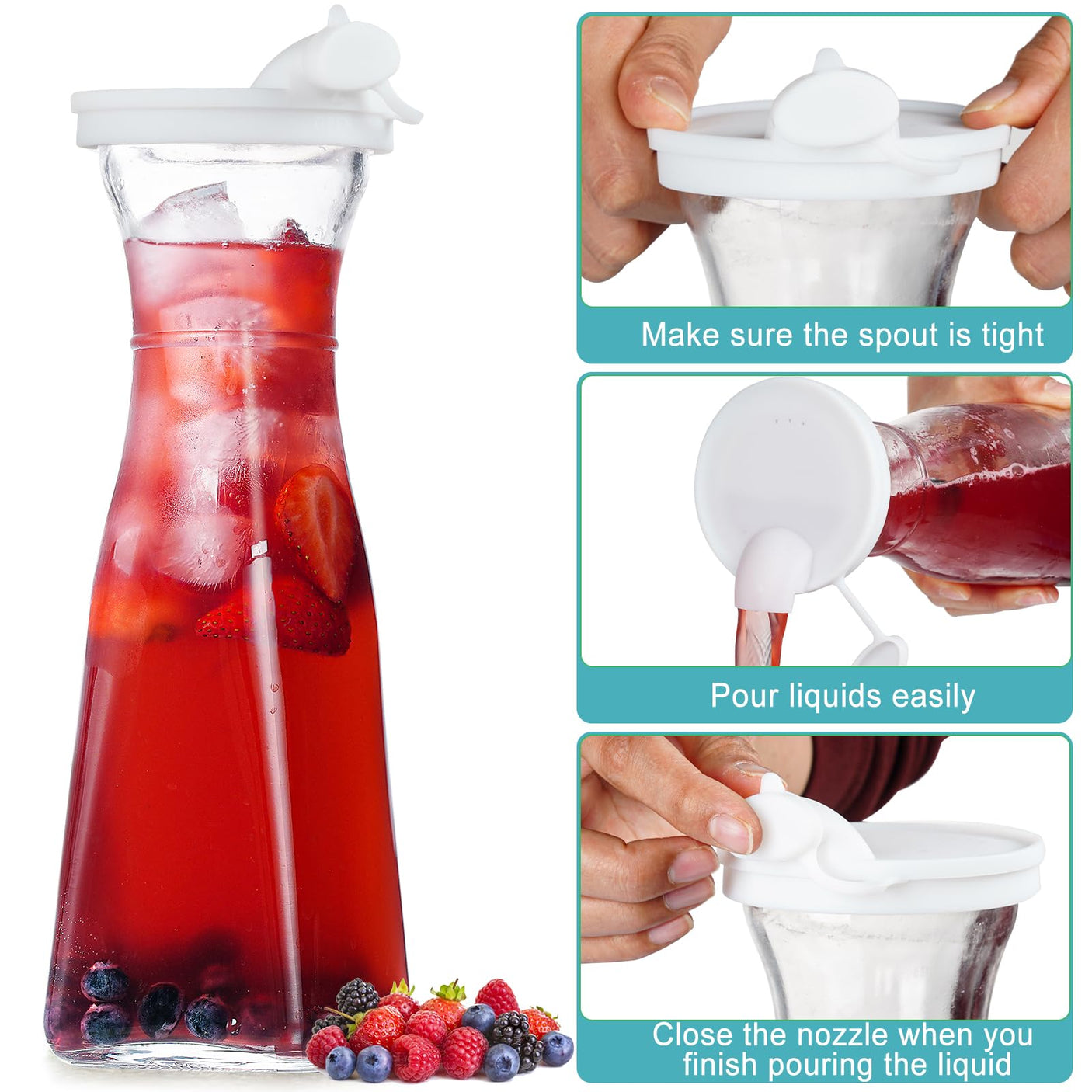 5 Pcs Blue Silicone Pour Spouts for 32 Oz Glass Carafe