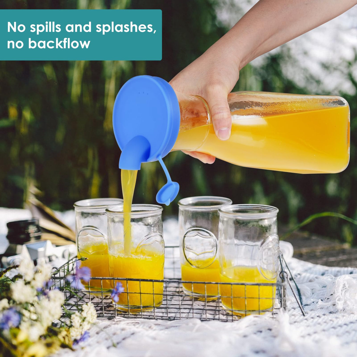 5 Pcs Blue Silicone Pour Spouts for 32 Oz Glass Carafe