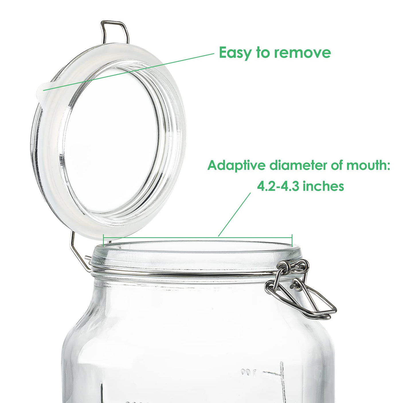 6 Pcs Silicone Sealing Rings for 4.3 Inches Mouth Glass Jars