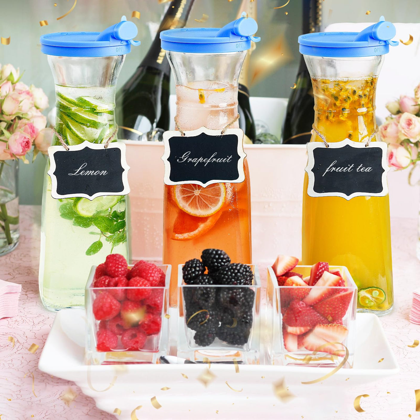 5 Pcs Blue Silicone Pour Spouts for 32 Oz Glass Carafe