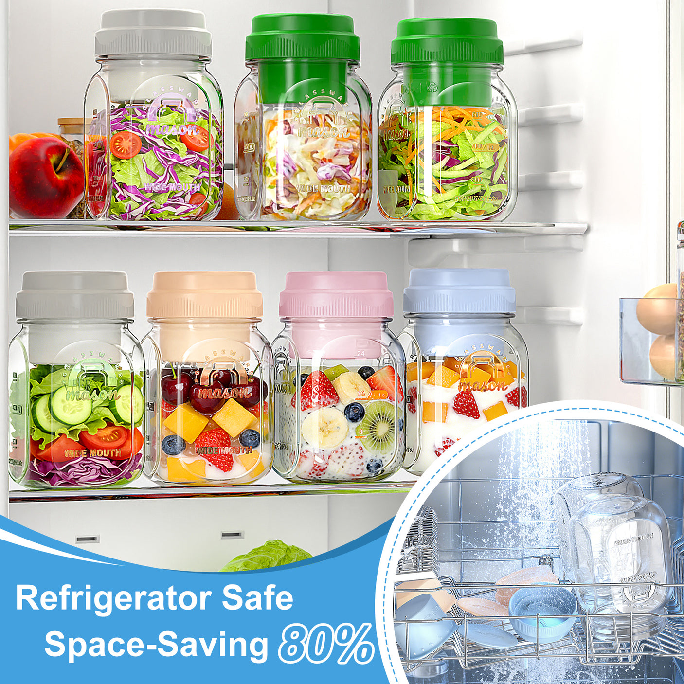 Syntic 32 Oz Customized Food Grade Salad Jar Set