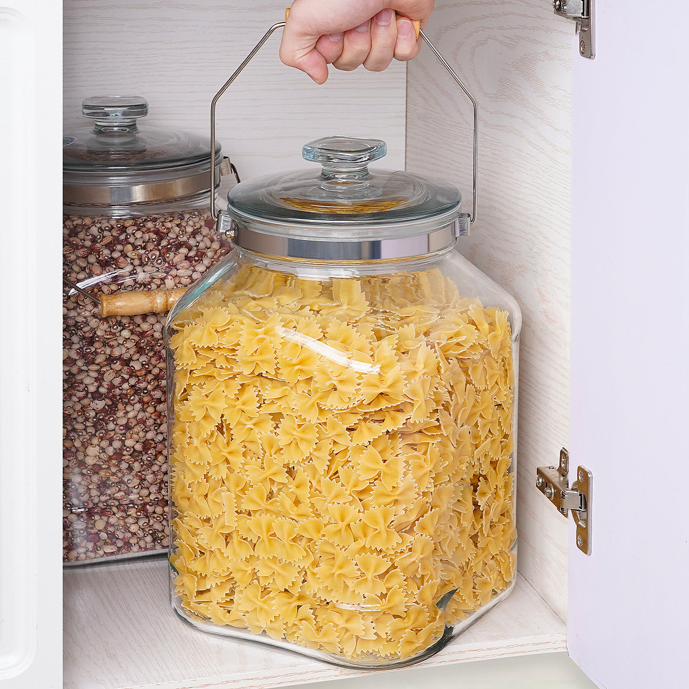 2.5 Gallon Square Glass Jar with Removable & Rotatable Wooden Handle