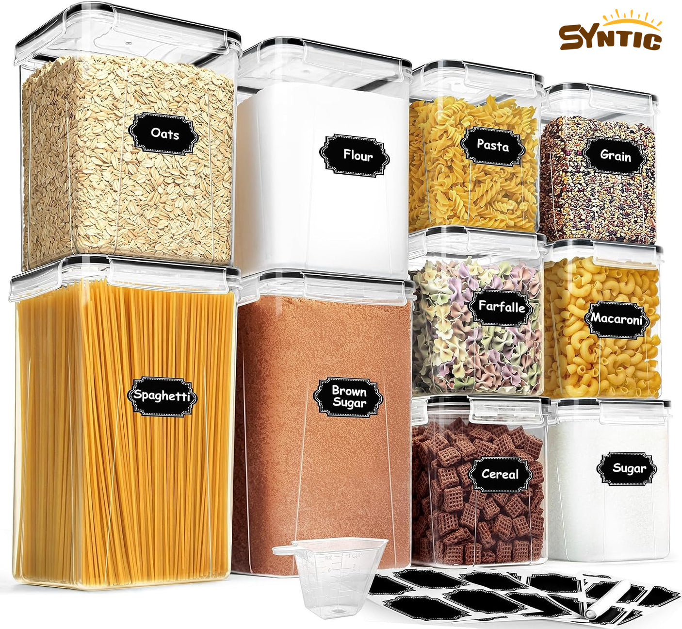 Syntic 10 Pc Food Storage Containers with Lids for Kitchen Pantry Organization