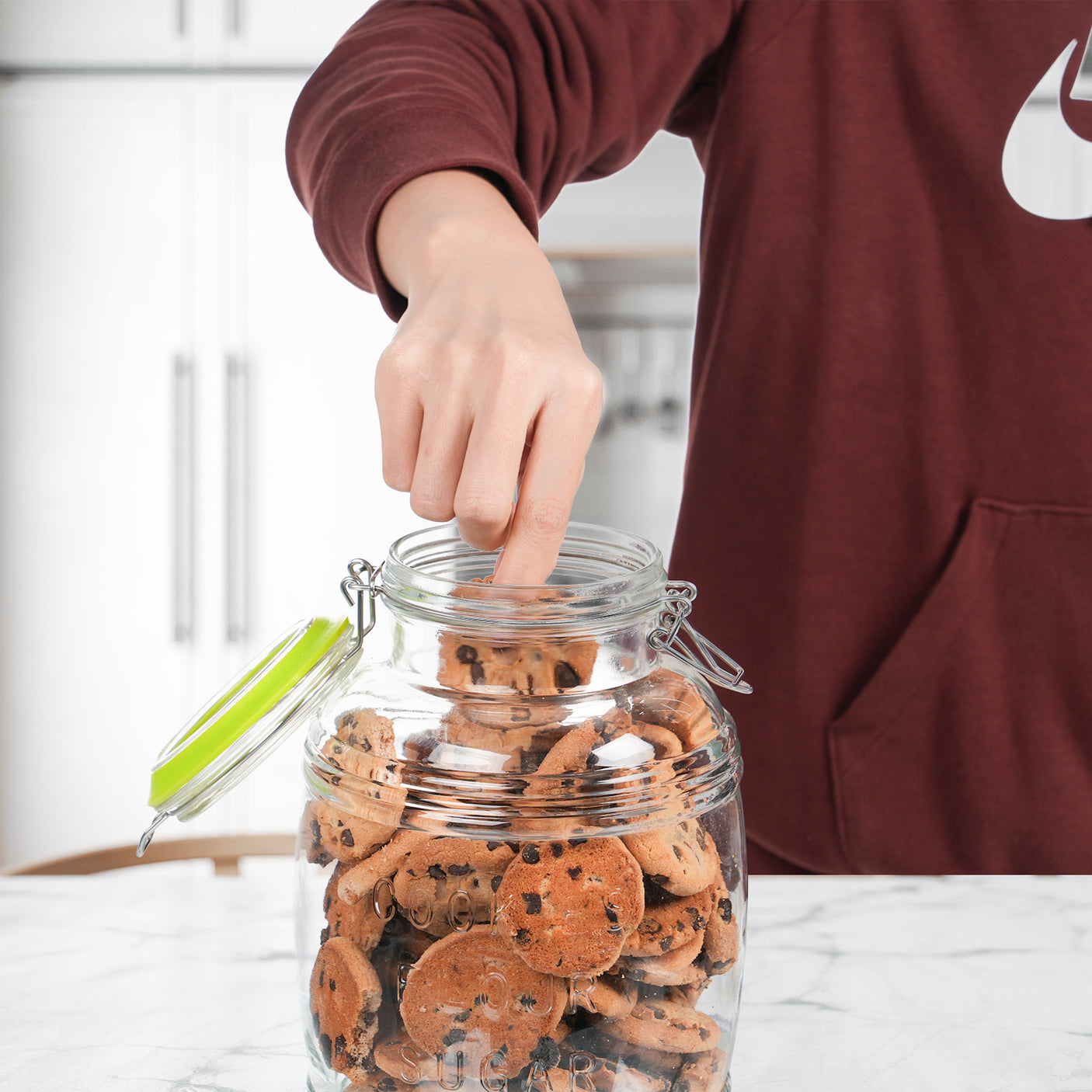 2 Pcs 98 oz Retro Barrel Style Glass Jars(Hinged Lids)